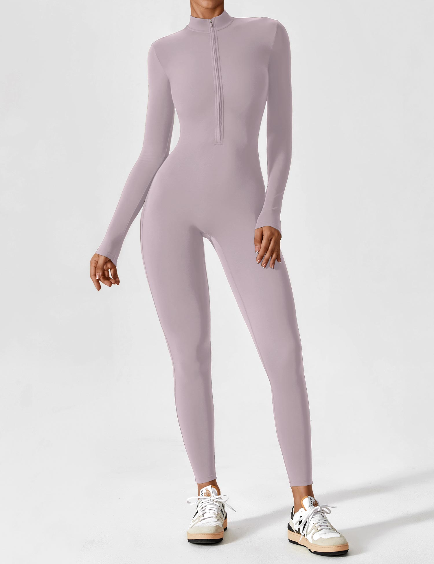 Velouré Long Sleeve Zipper Jumpsuit