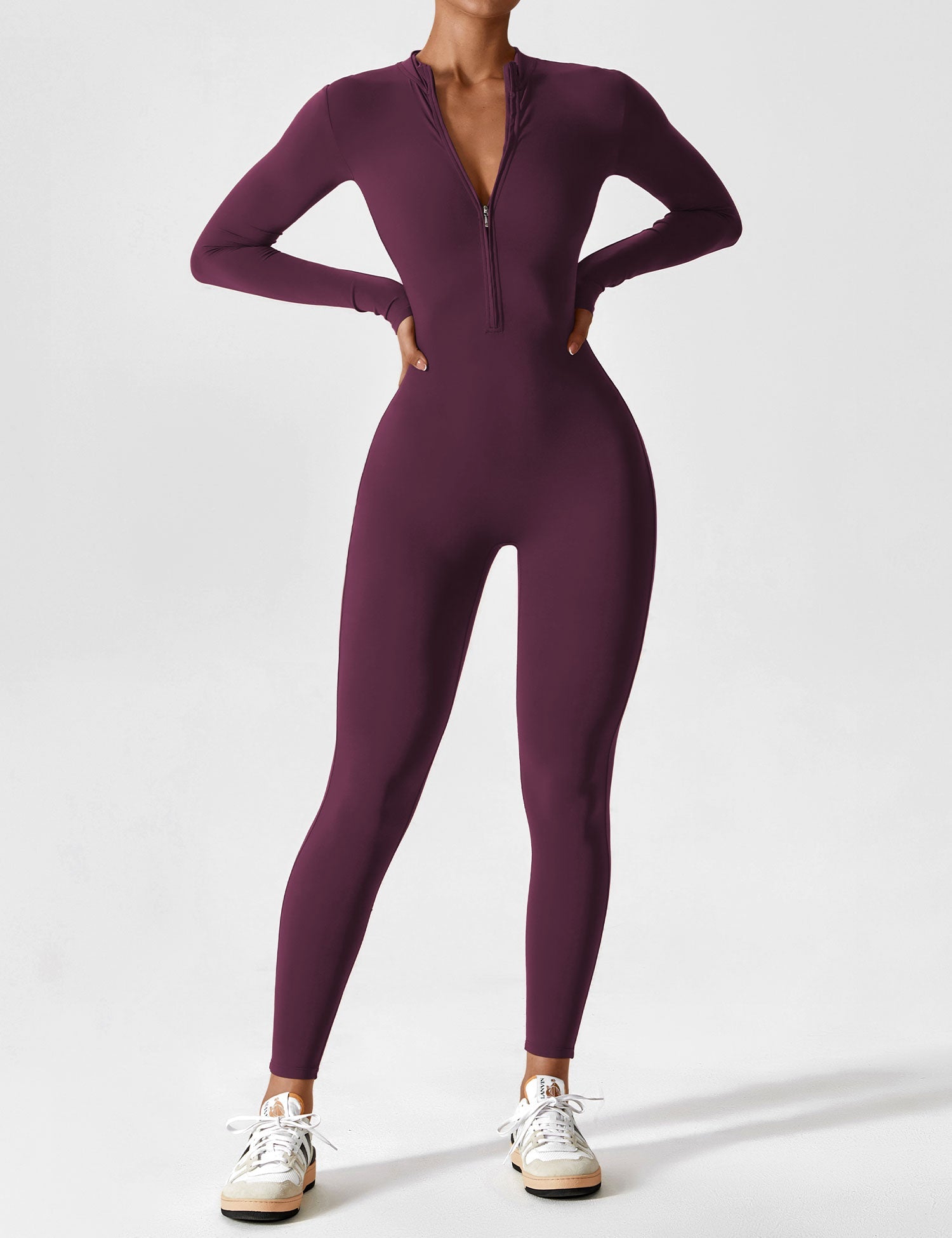 Velouré Long Sleeve Zipper Jumpsuit