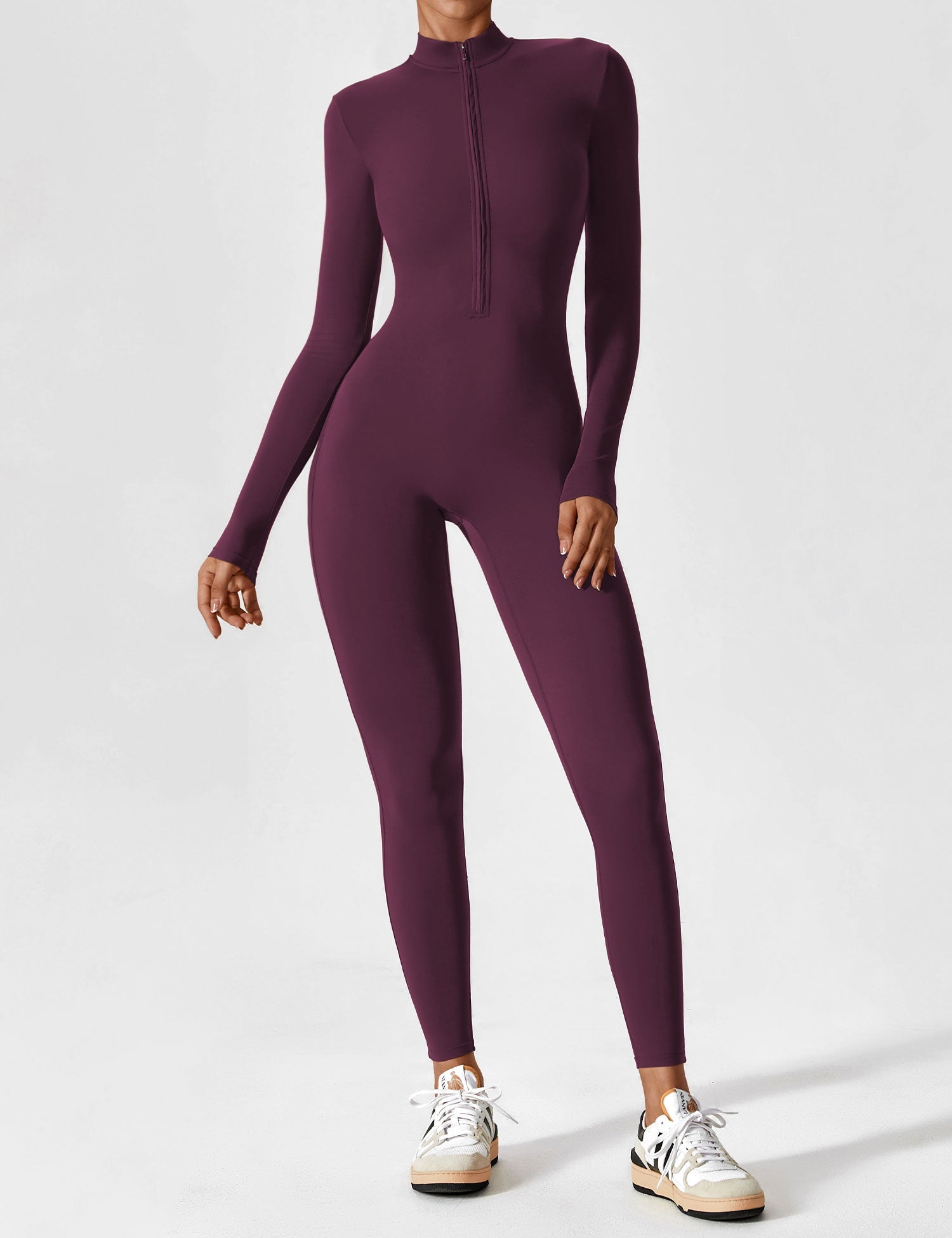 Velouré Long Sleeve Zipper Jumpsuit