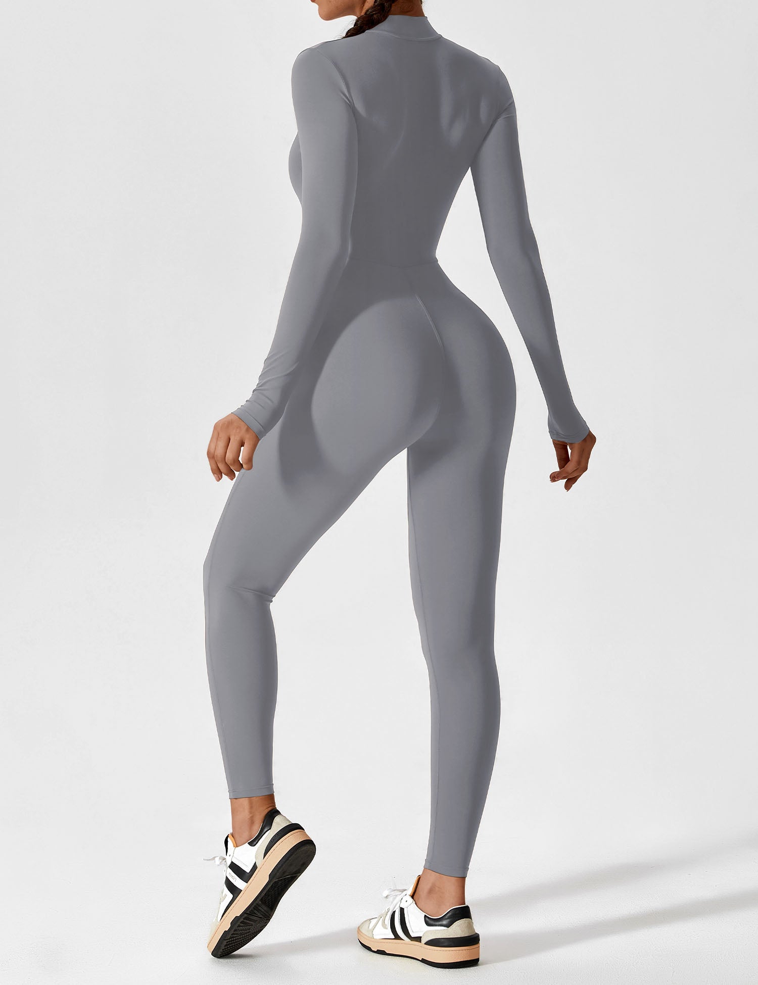 Velouré Long Sleeve Zipper Jumpsuit