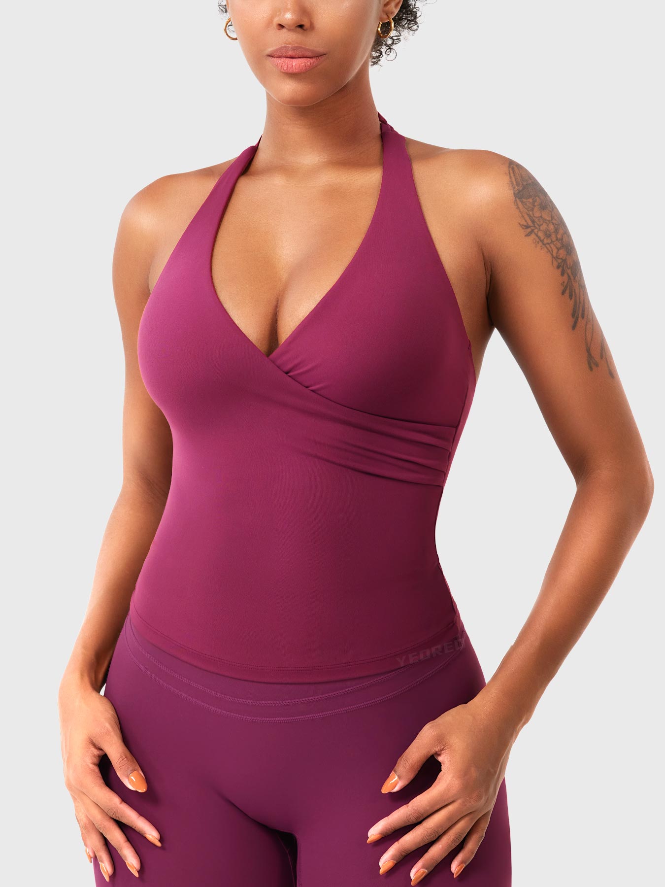 Velouré Elevine V Neck Halter Tank
