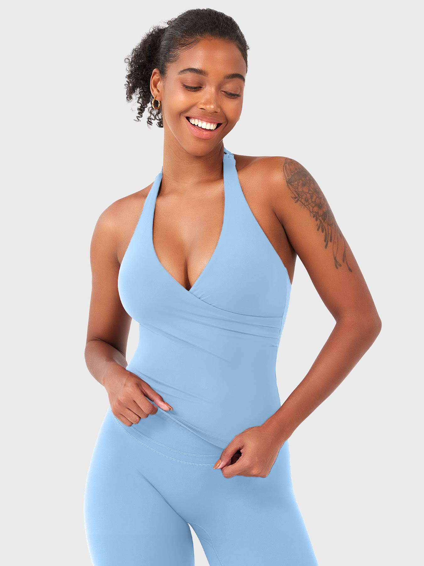 Velouré Elevine V Neck Halter Tank