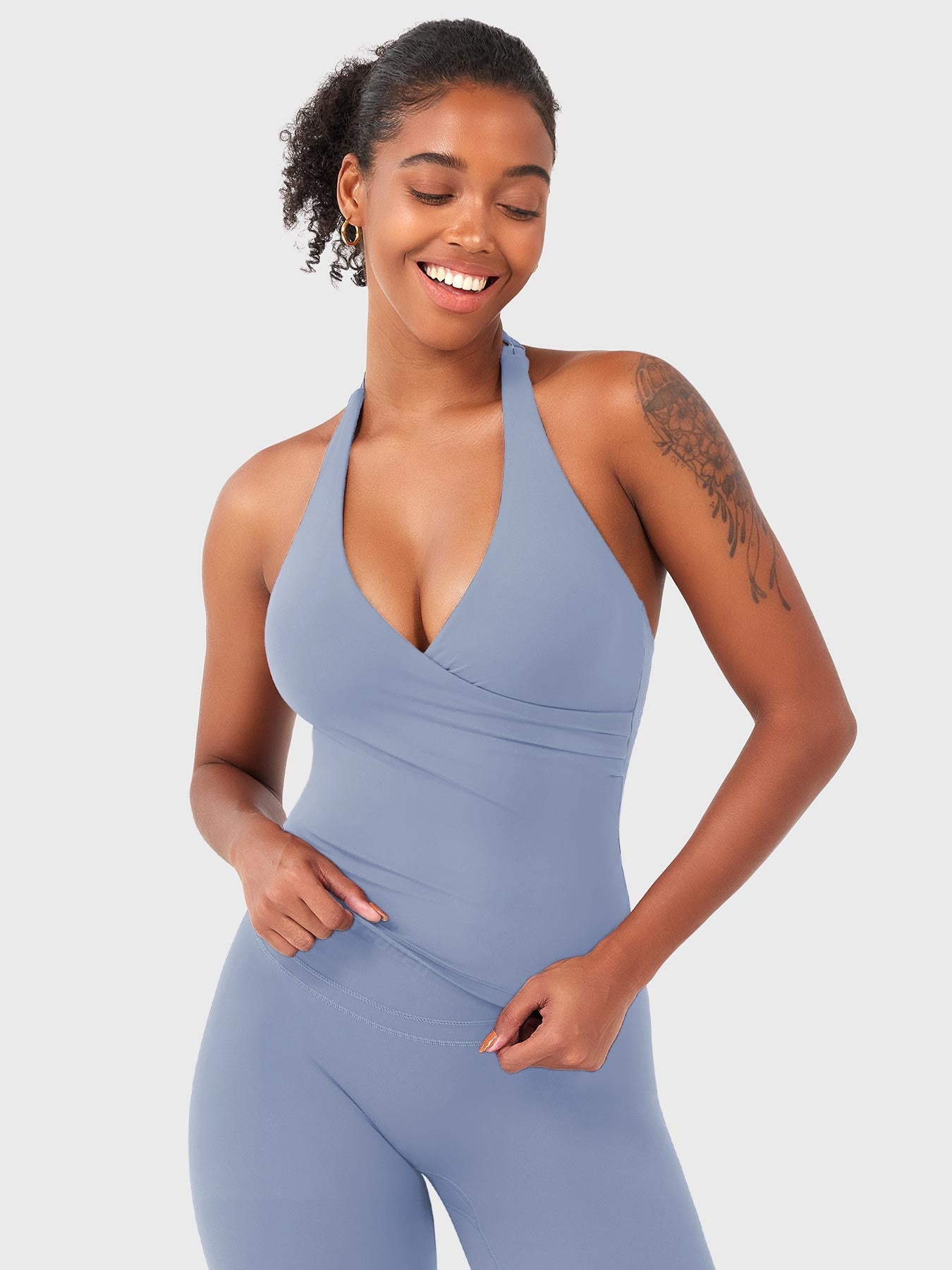 Velouré Elevine V Neck Halter Tank