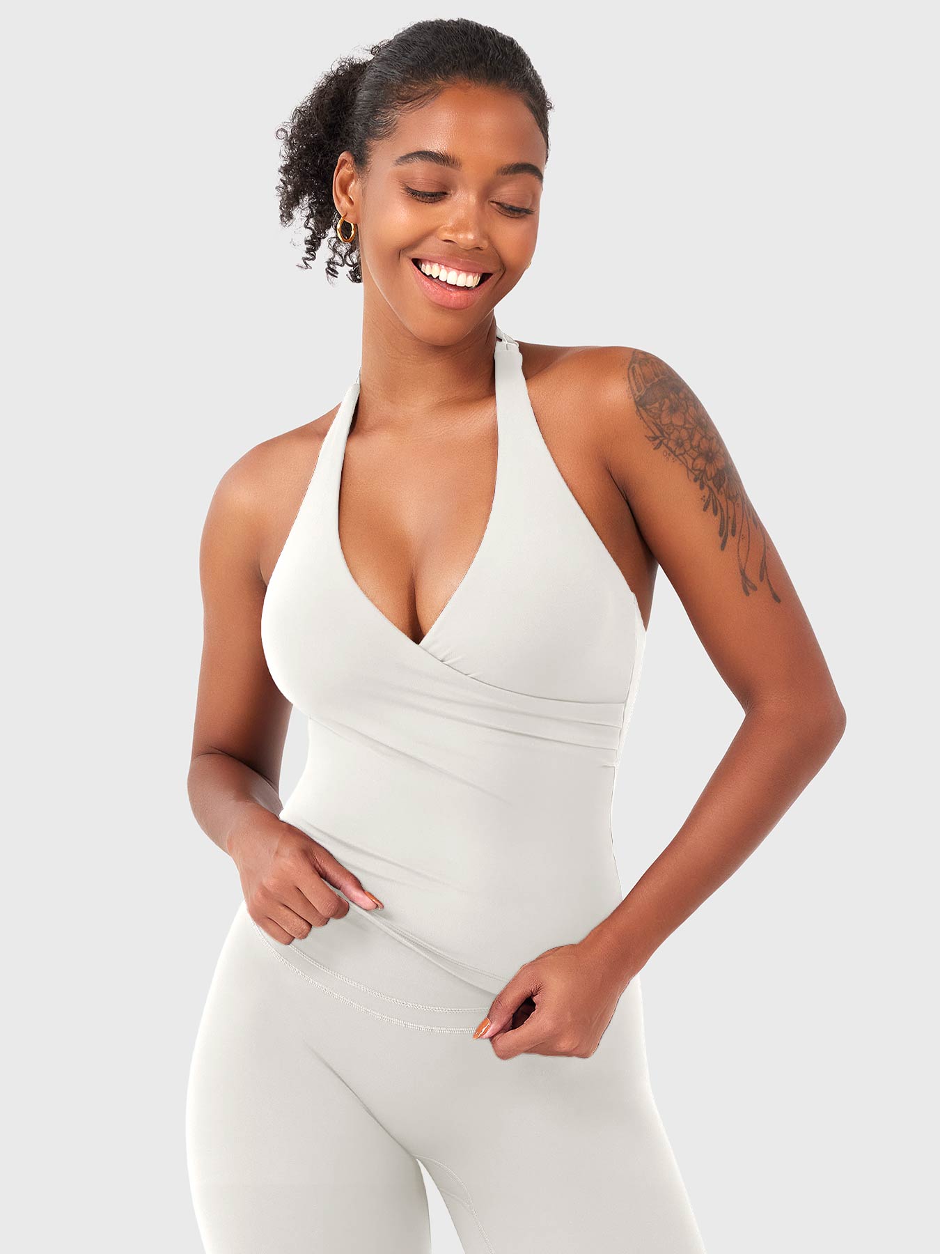 Velouré Elevine V Neck Halter Tank