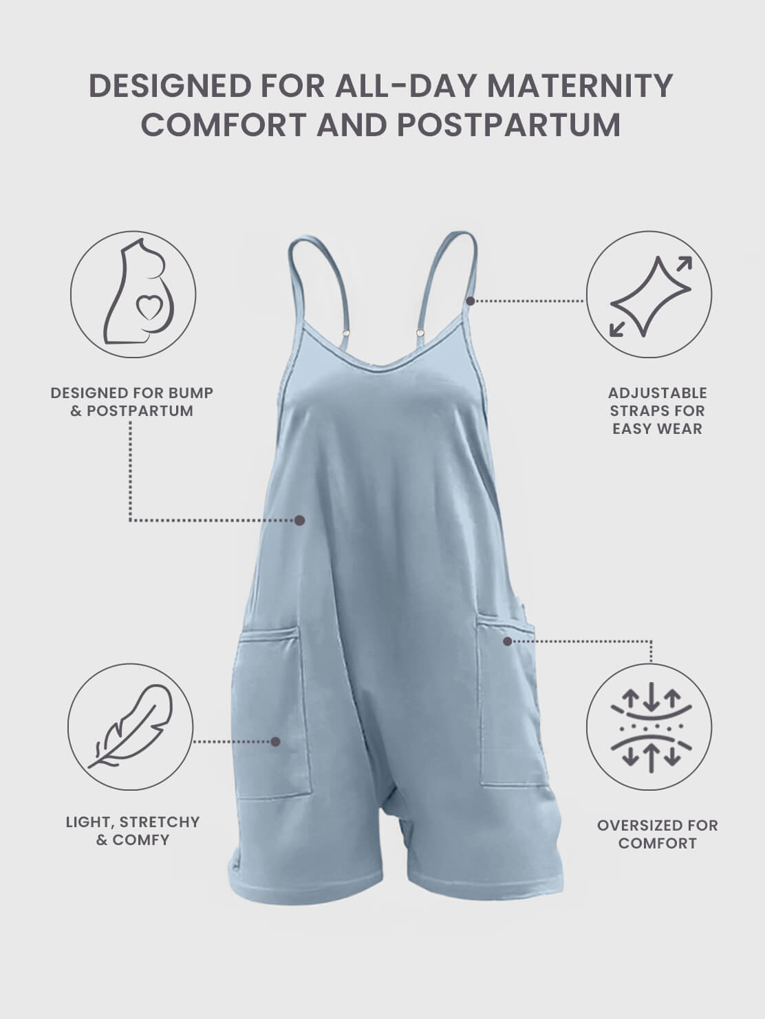 Oversized Jumpsuit Shorts - Maternity & Postpartum