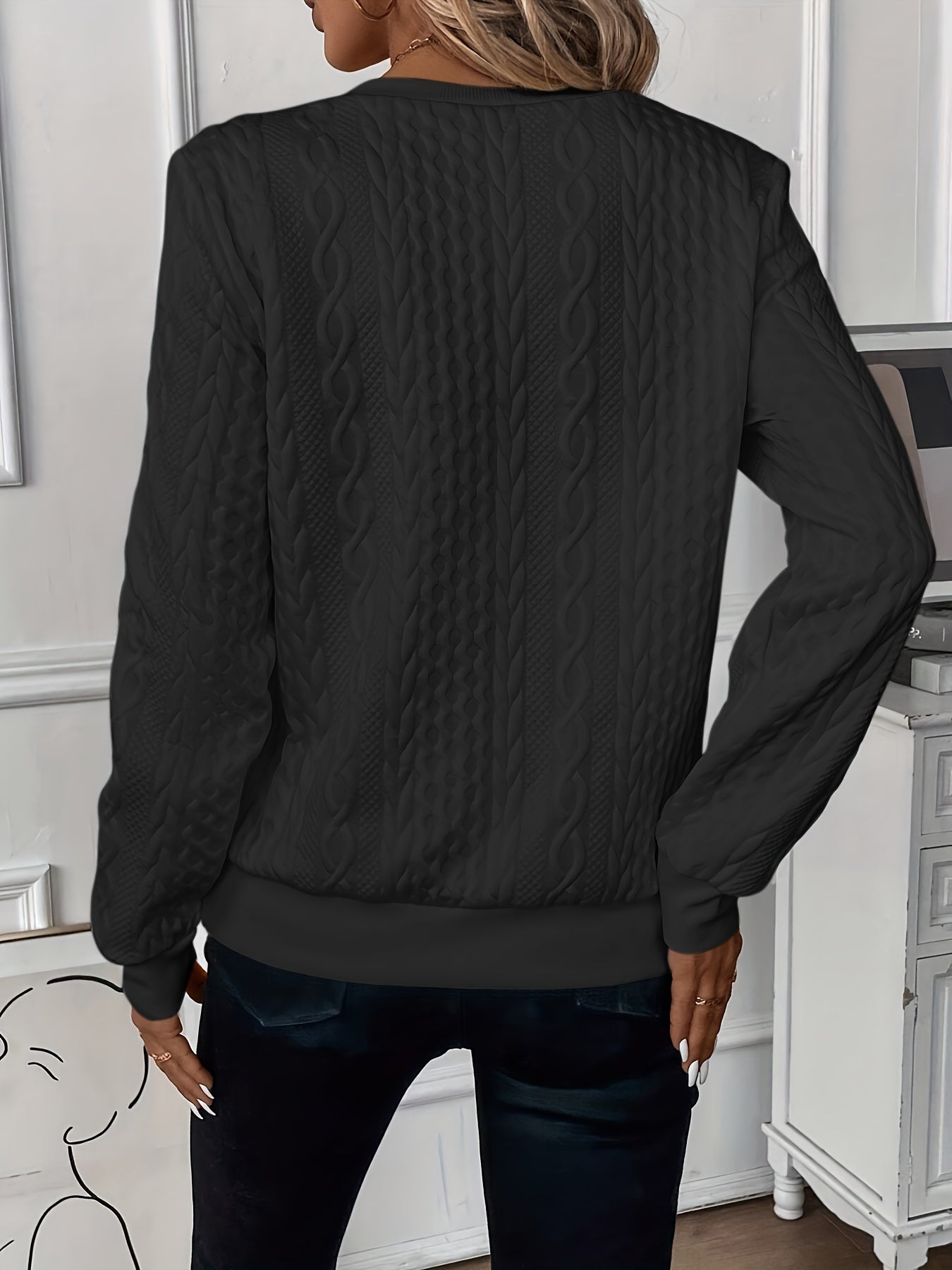 Amalie | Women's Zip Neck Cable Knit Sweater