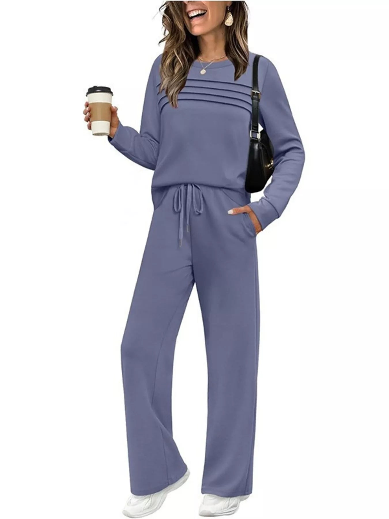 Cozy Chic™ Women's Crew Neck Top & Drawstring Pants Set