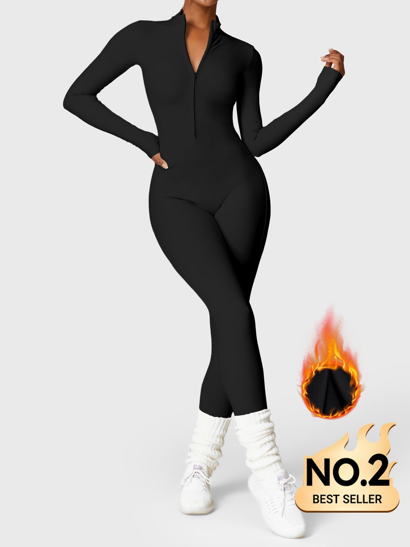 Velouré Belle Fleece Long Sleeve Zipper Jumpsuit