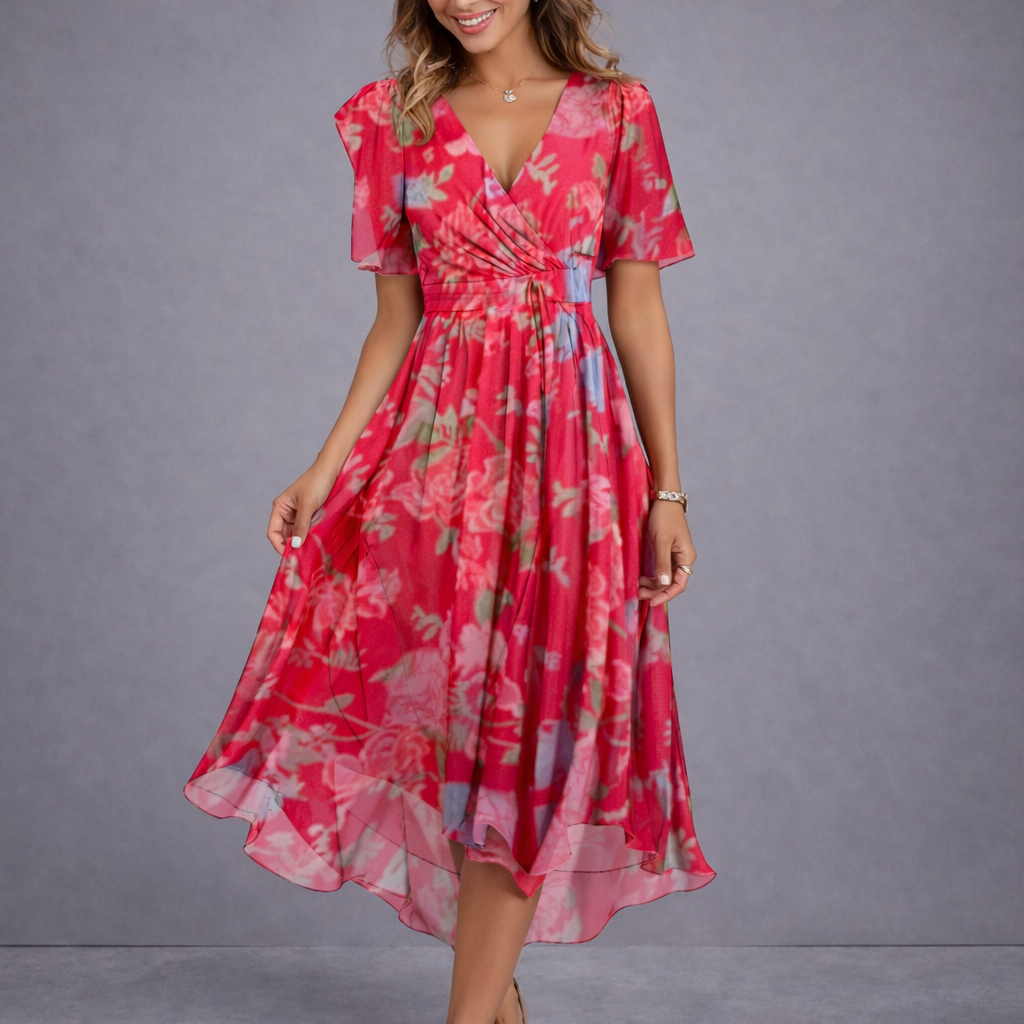 The Willow Spring™ | Elegant Floral Wrap Midi