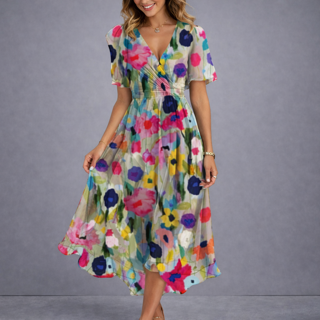 The Willow Spring™ | Elegant Floral Wrap Midi