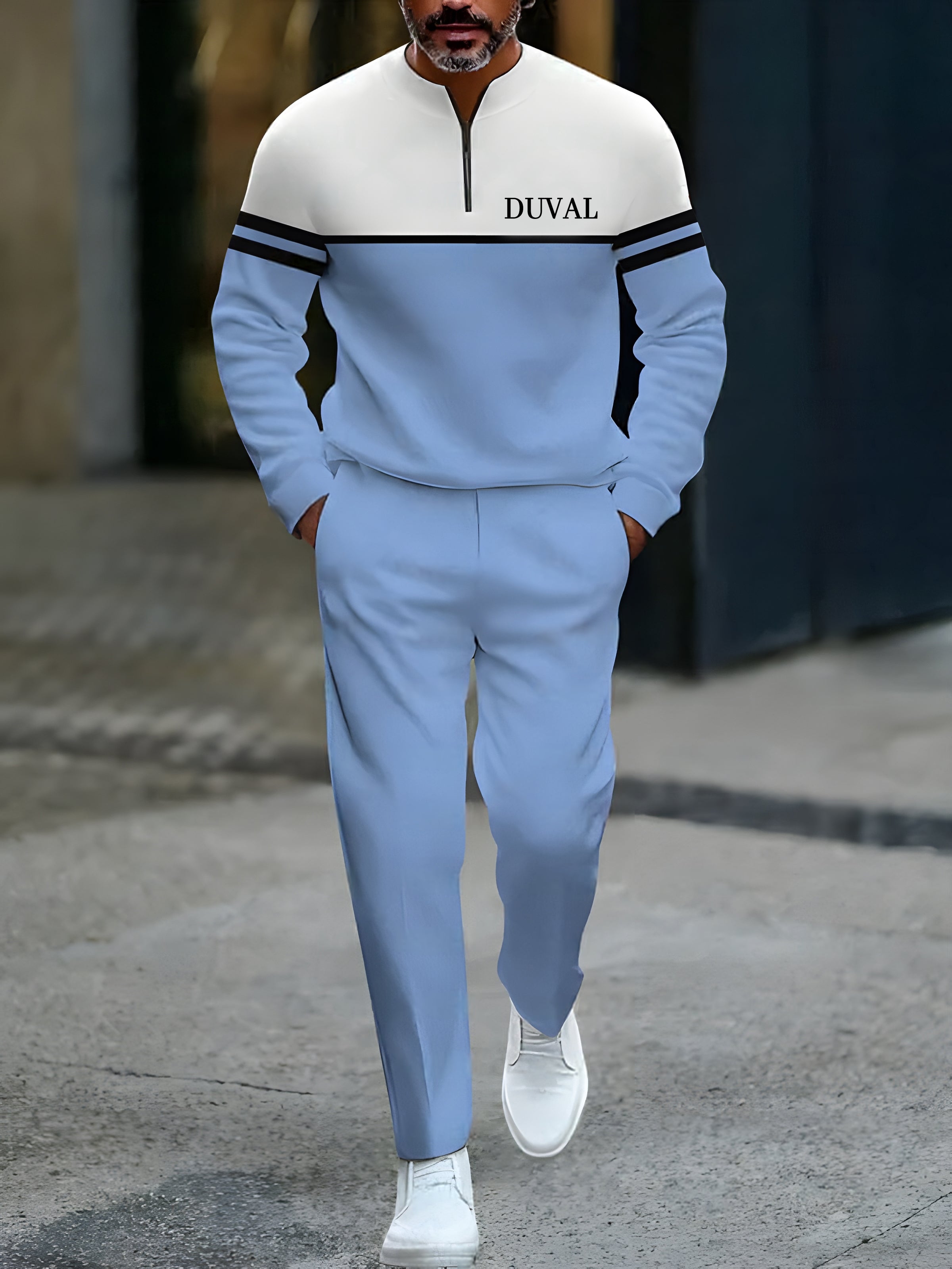 Zipper Long Sleeve Long Pants Two-Piece Set