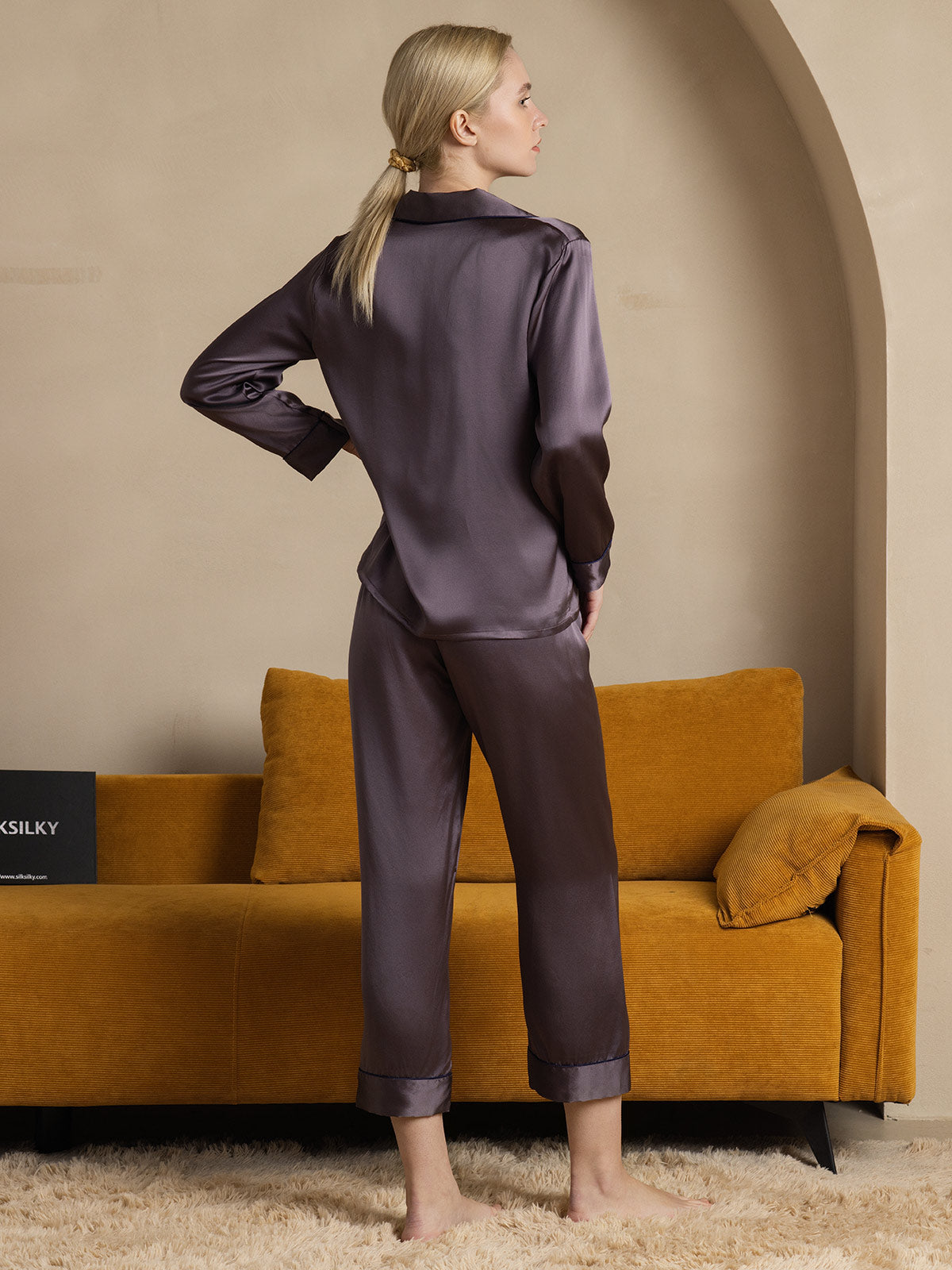 Pure Silk Long Sleeve Button Up Women's Pajamas Set