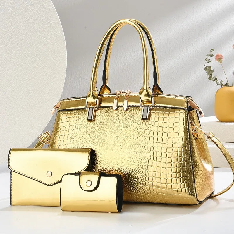 Barbara's Bags - Stylish Retro Leather 3-Piece Leather Bag Set