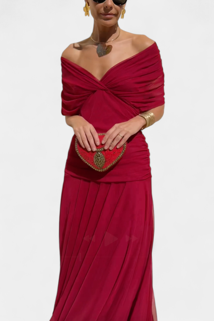 Elowen - Long floral dress with V-neck