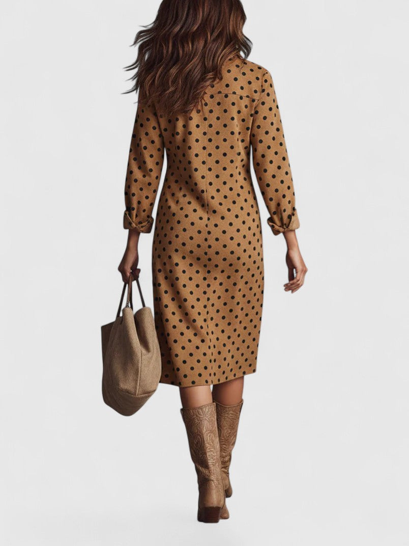 Maribelle | Vintage Polka Dot Suede Midi Dress