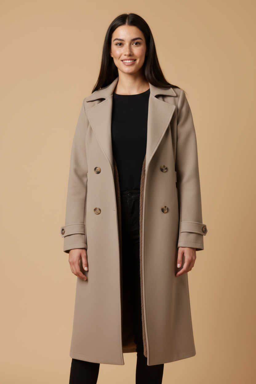 Amelia™ Elegant Wool Trench Coat