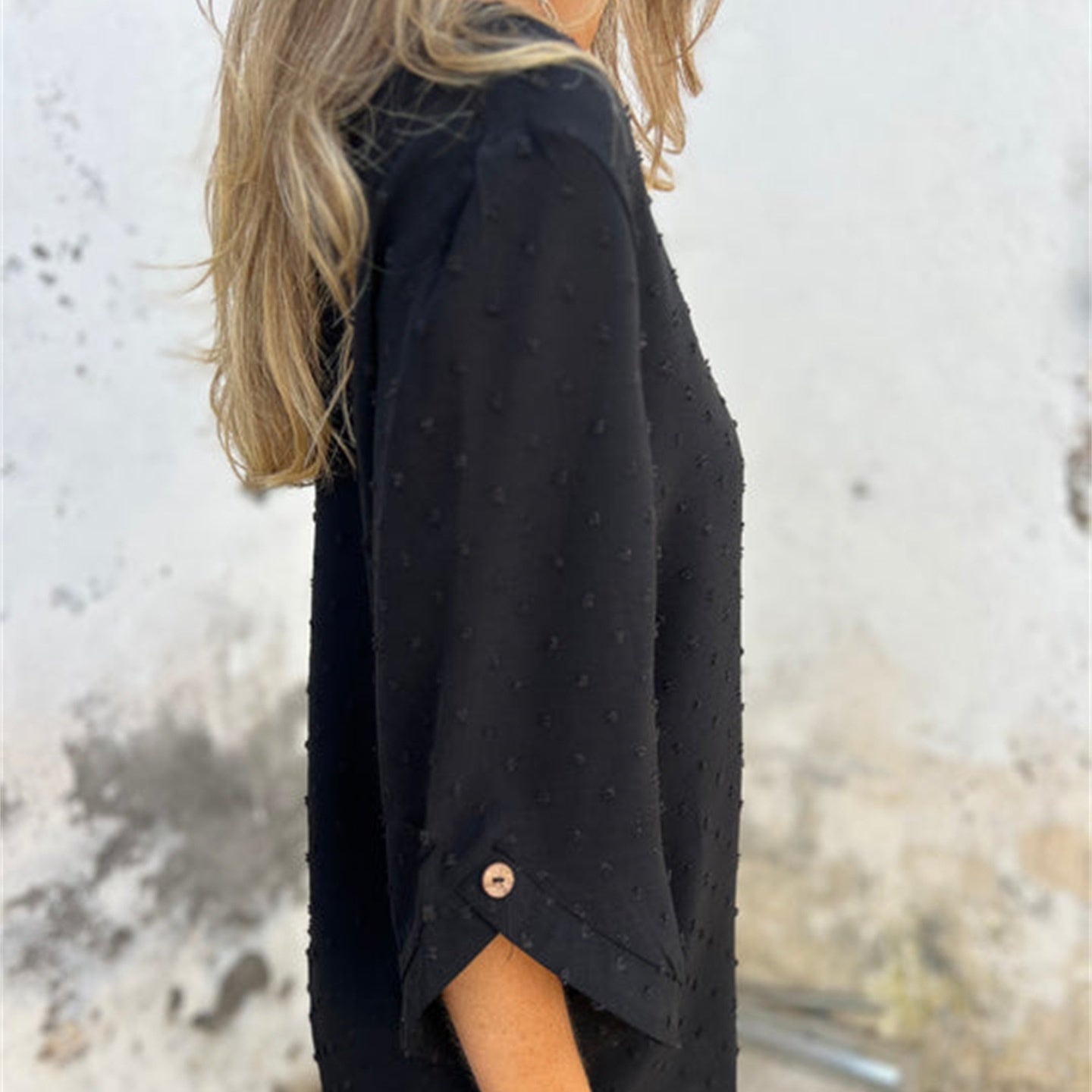 Casual Jacquard Top with Round Neckline for Women