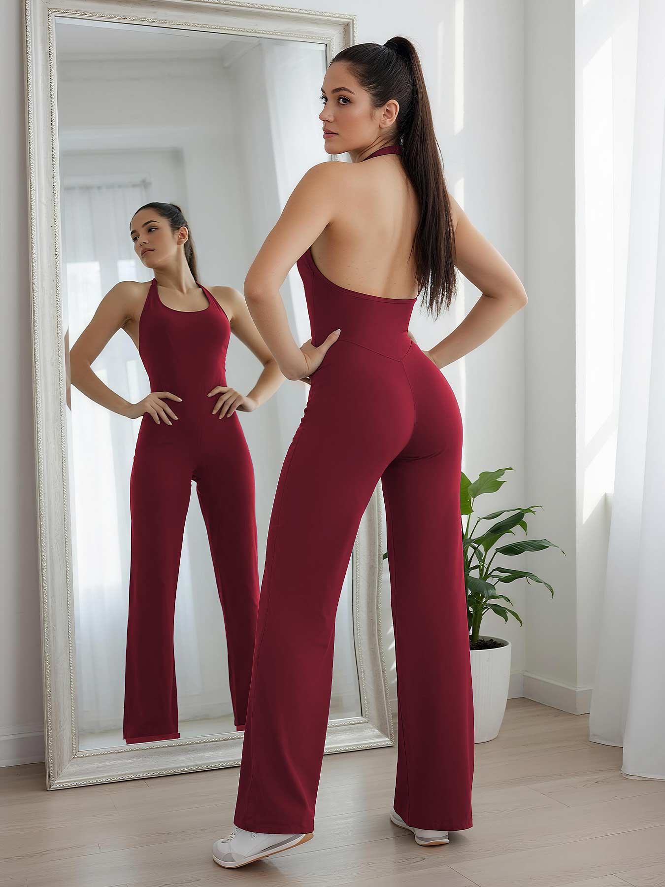 Velouré Cathylie Halter Straight Leg Jumpsuit