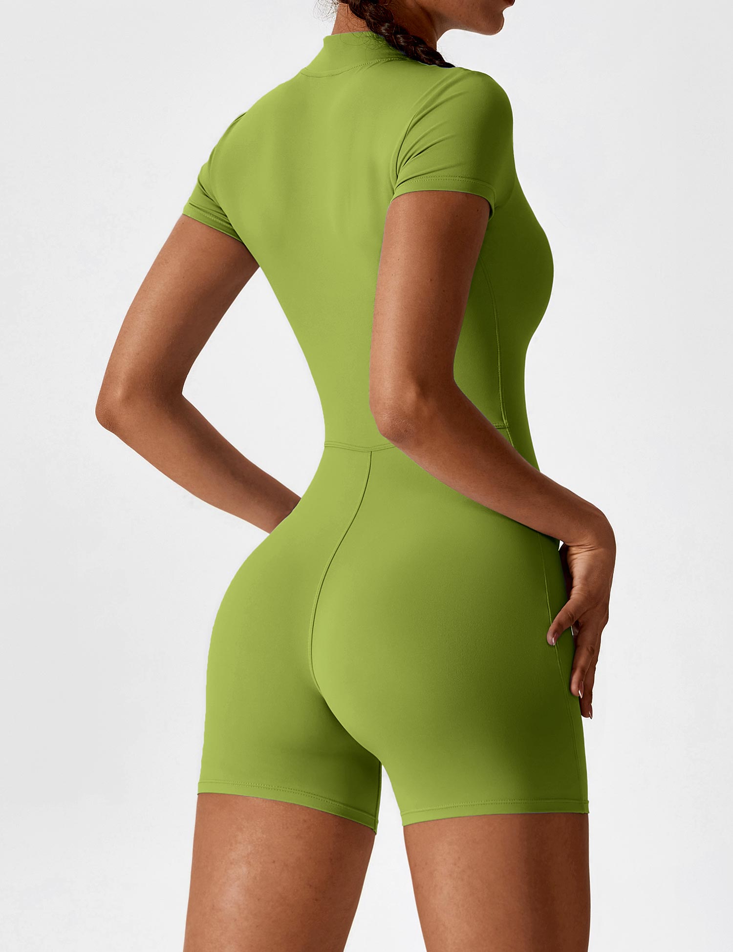 Velouré Short Sleeve Zipper Romper