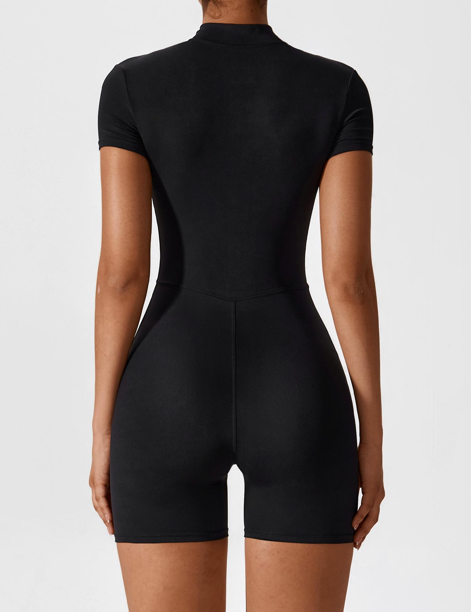 Velouré Short Sleeve Zipper Romper