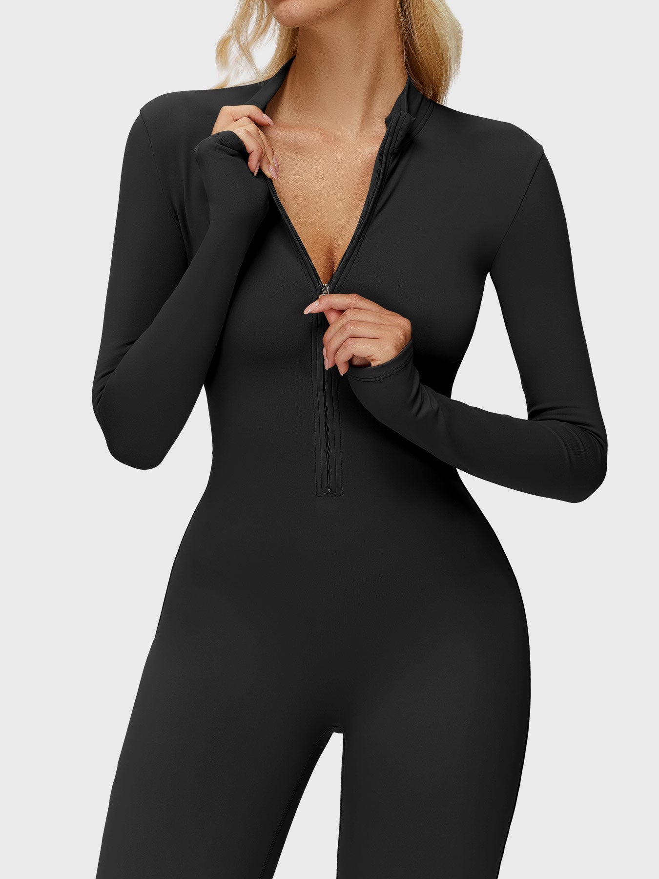 Velouré Belle Long Sleeve Zipper Flared Jumpsuit