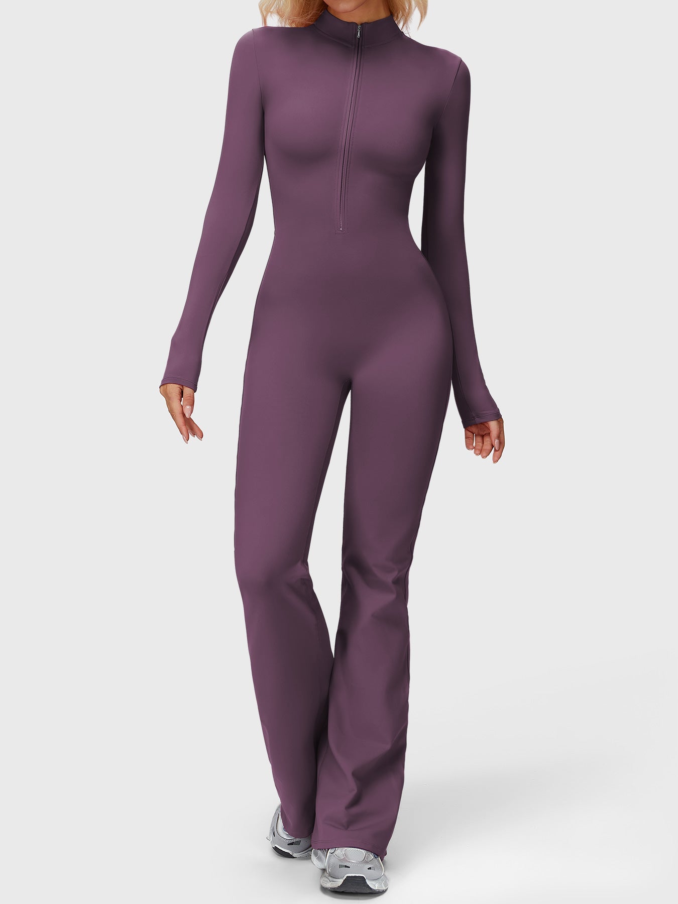 Velouré Belle Long Sleeve Zipper Flared Jumpsuit
