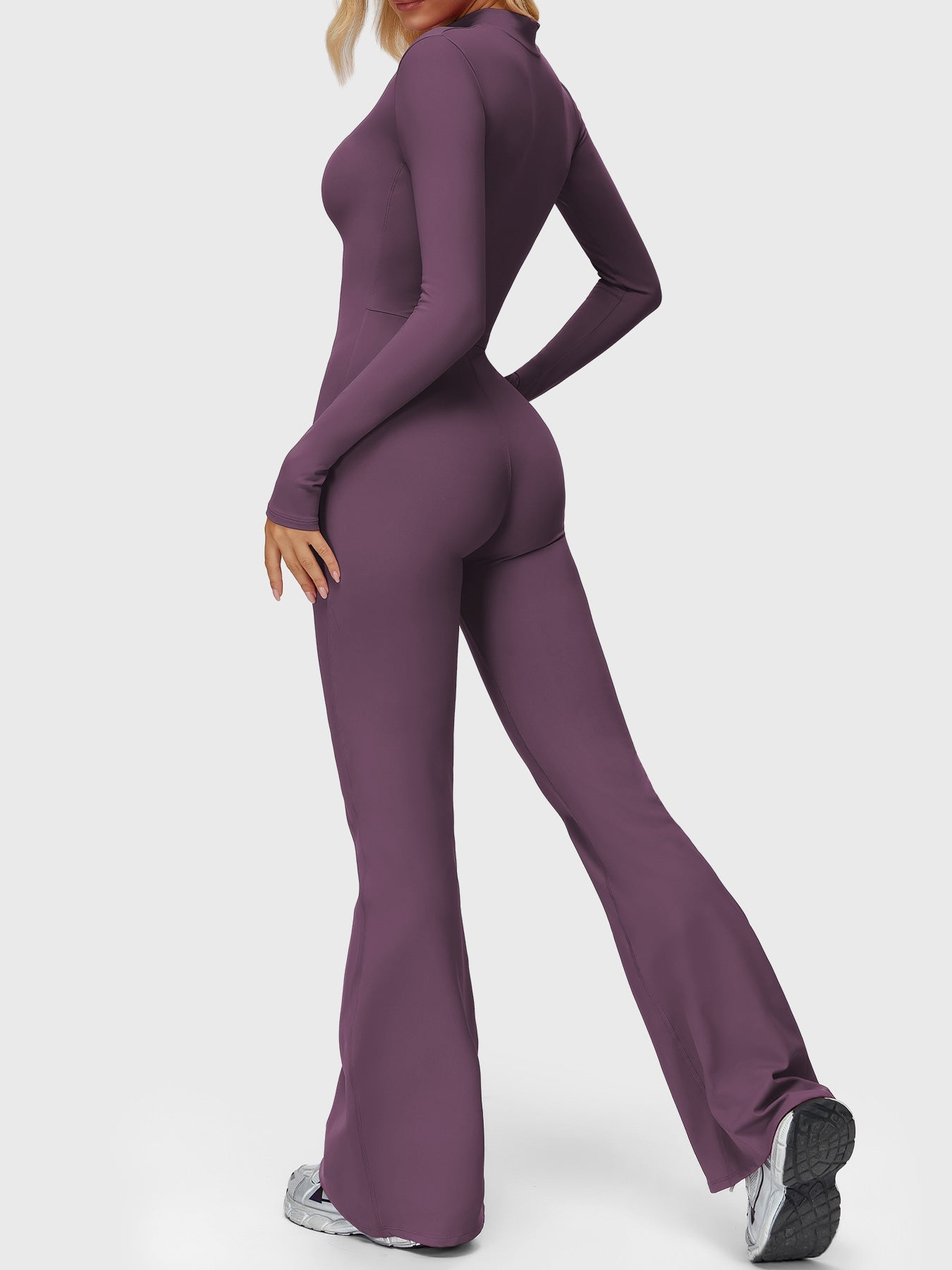 Velouré Belle Long Sleeve Zipper Flared Jumpsuit
