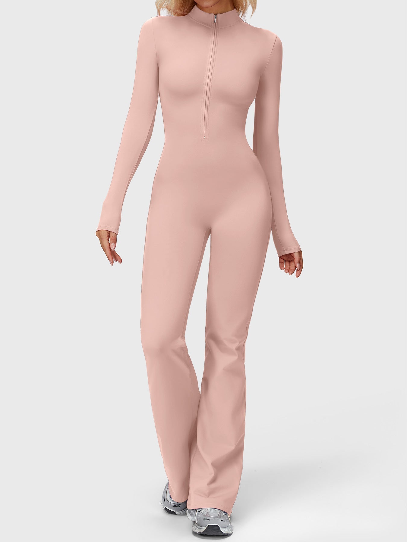 Velouré Belle Long Sleeve Zipper Flared Jumpsuit