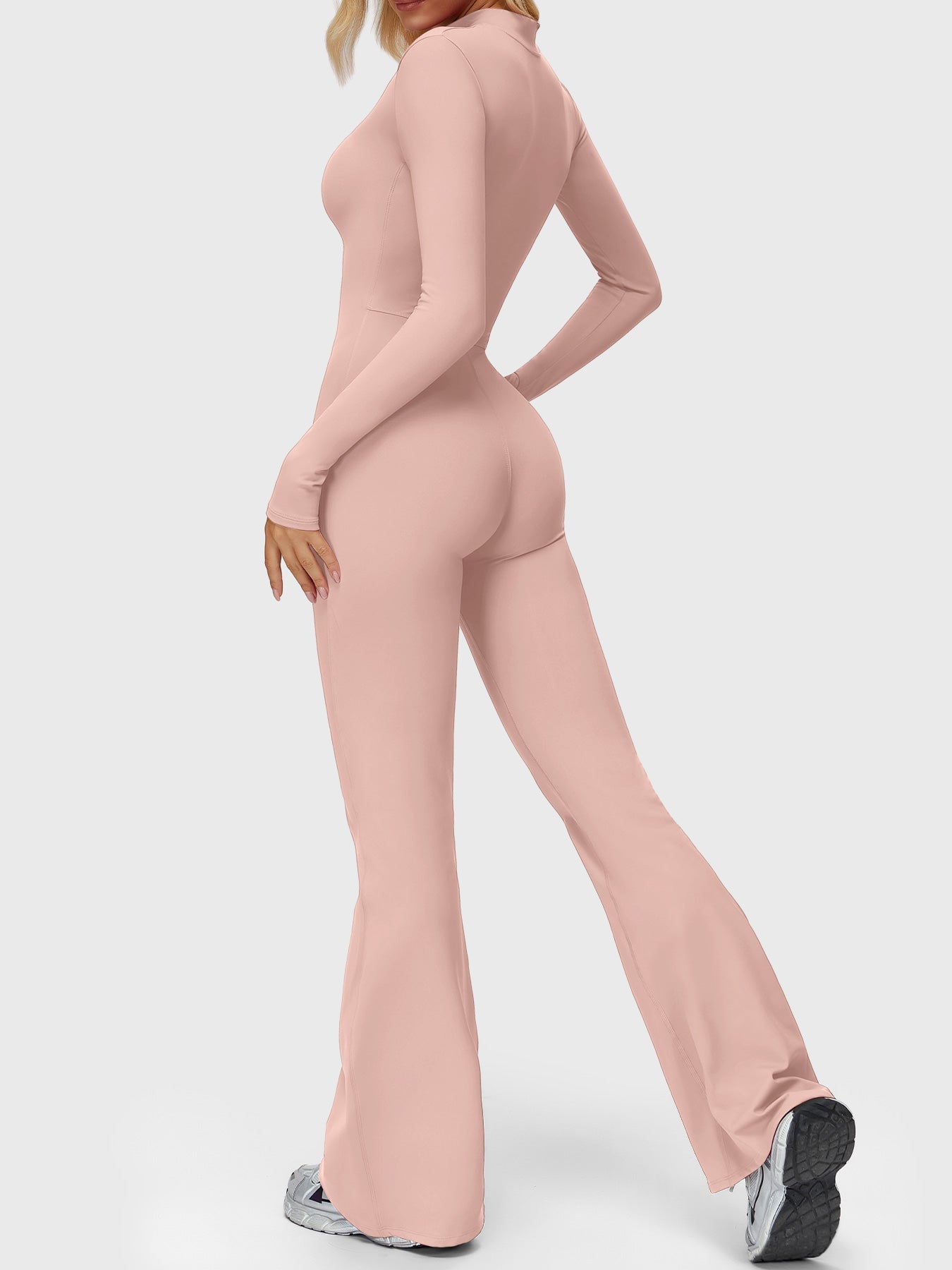 Velouré Belle Long Sleeve Zipper Flared Jumpsuit