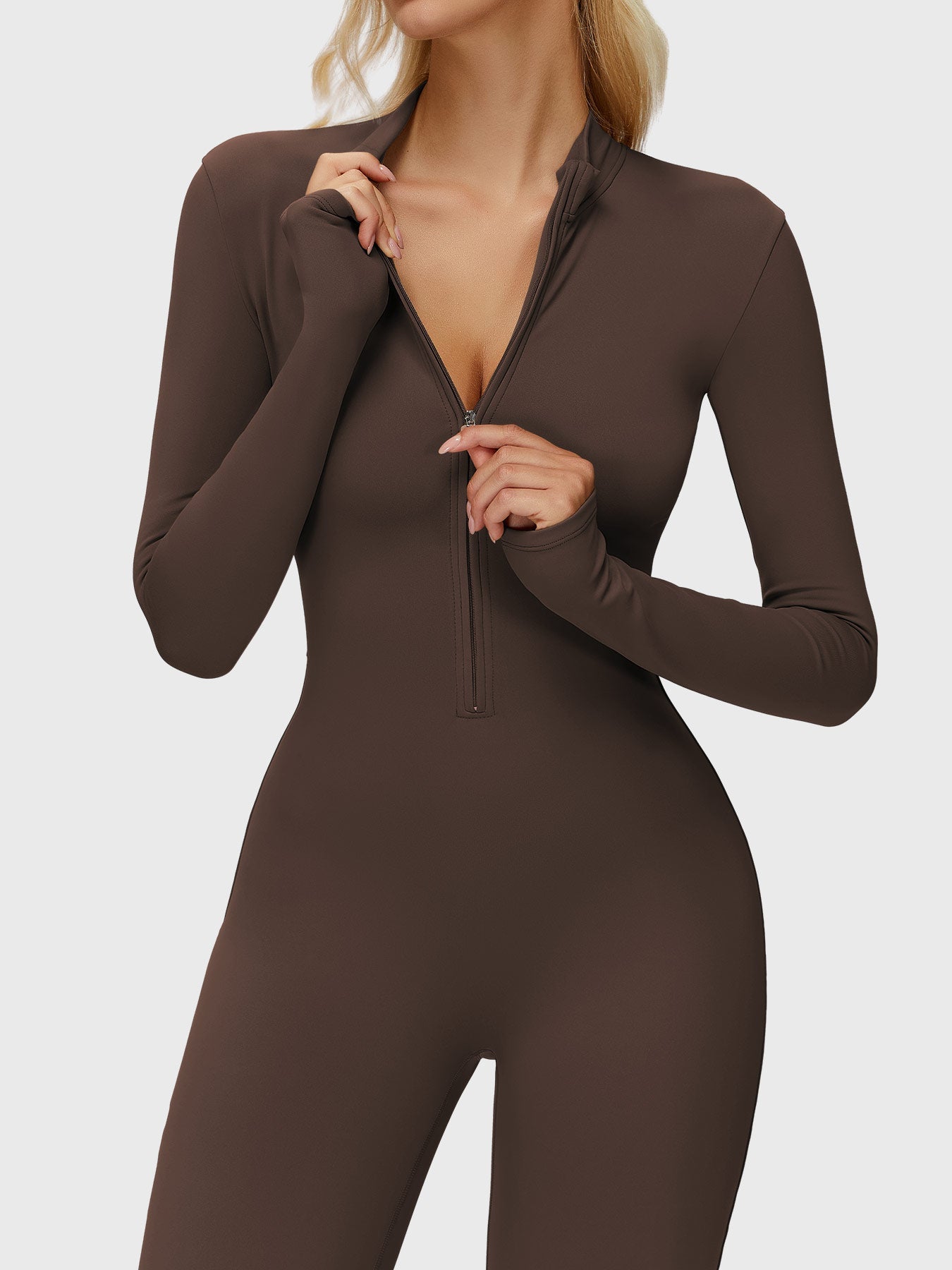 Velouré Belle Long Sleeve Zipper Flared Jumpsuit