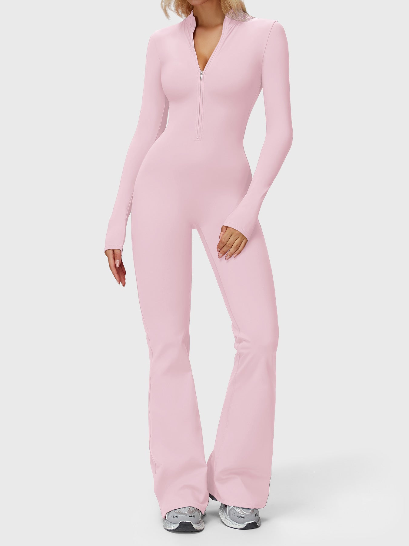 Velouré Belle Long Sleeve Zipper Flared Jumpsuit