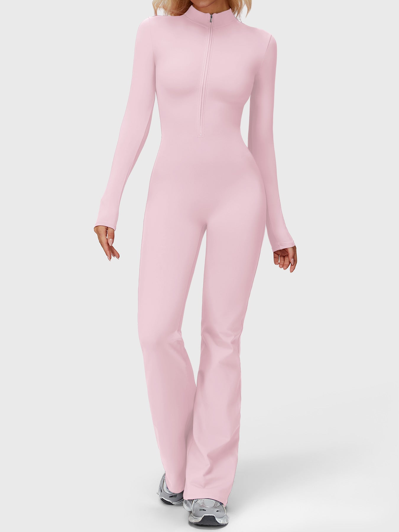 Velouré Belle Long Sleeve Zipper Flared Jumpsuit