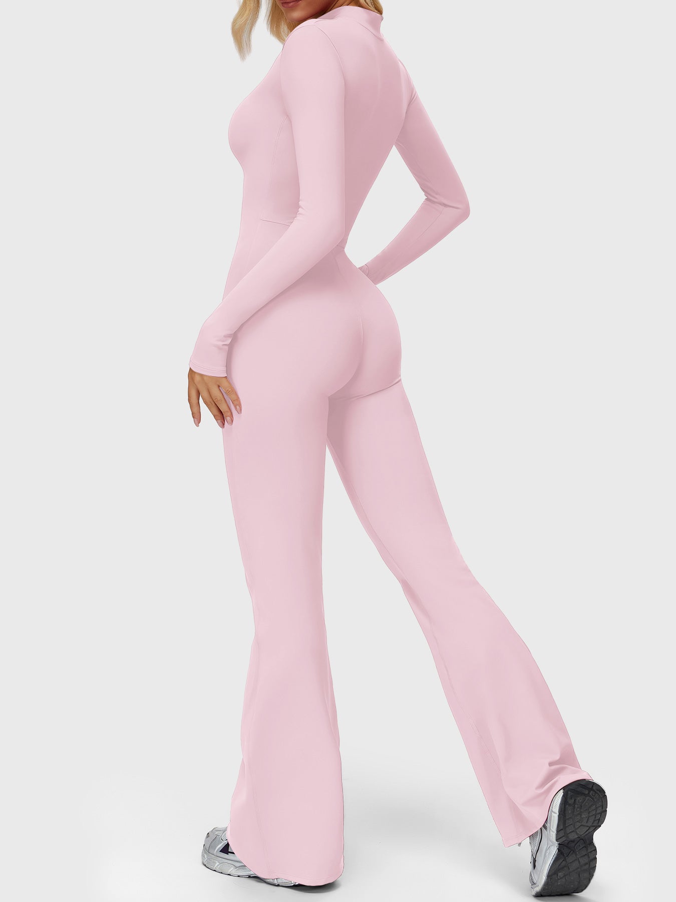 Velouré Belle Long Sleeve Zipper Flared Jumpsuit