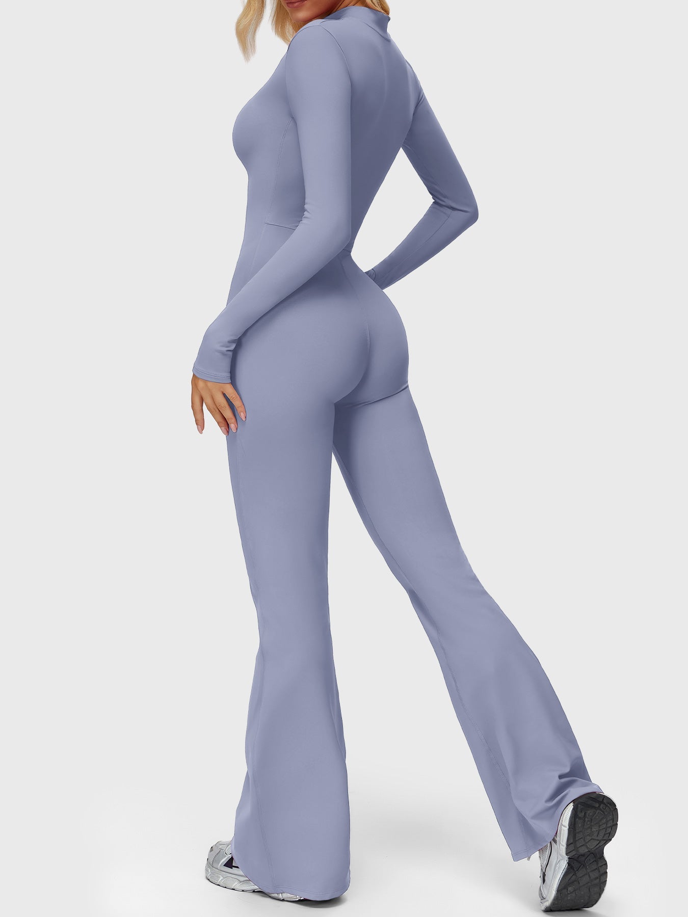 Velouré Belle Long Sleeve Zipper Flared Jumpsuit