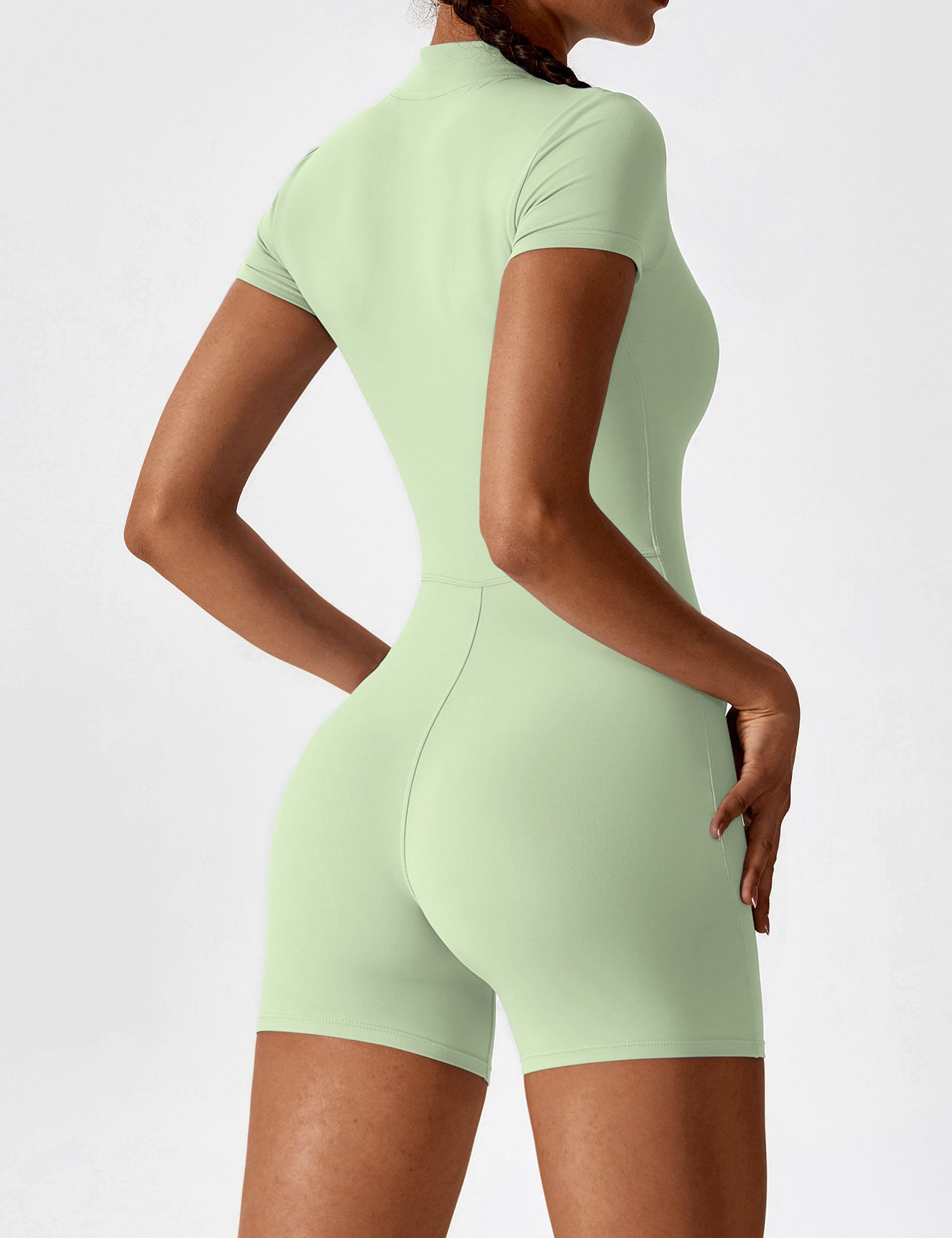 Velouré Short Sleeve Zipper Romper