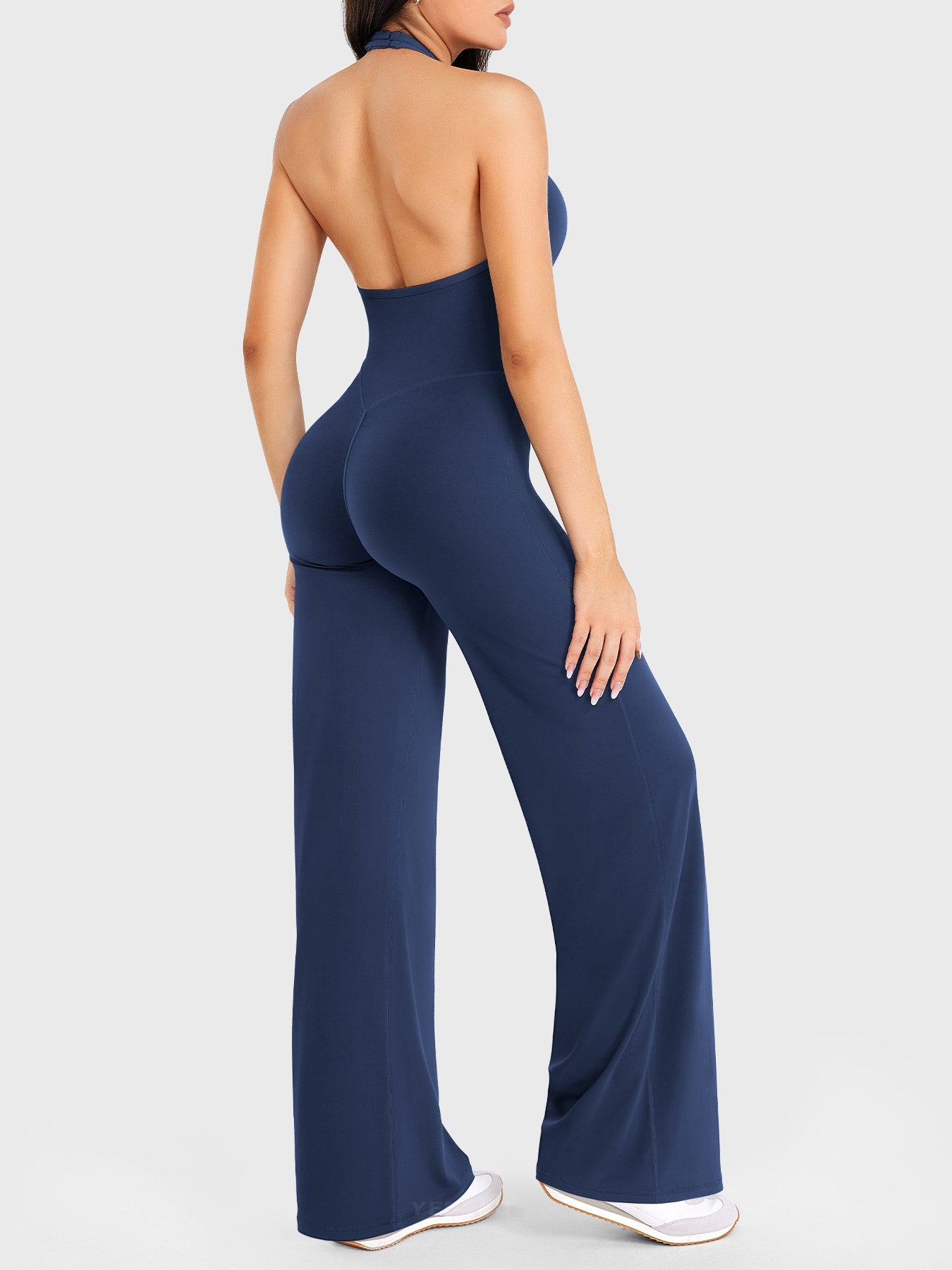 Velouré Cathylie Halter Straight Leg Jumpsuit