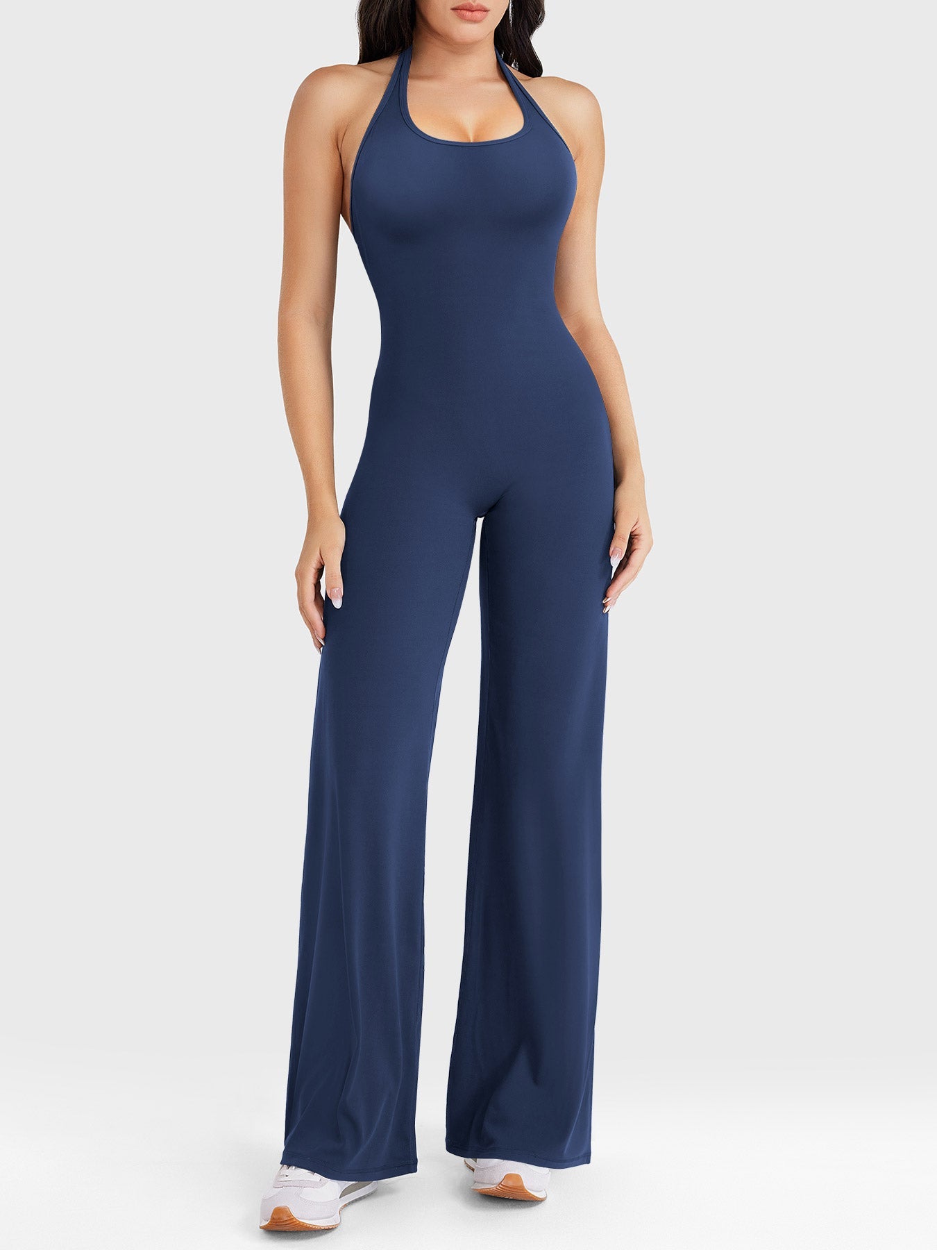 Velouré Cathylie Halter Straight Leg Jumpsuit