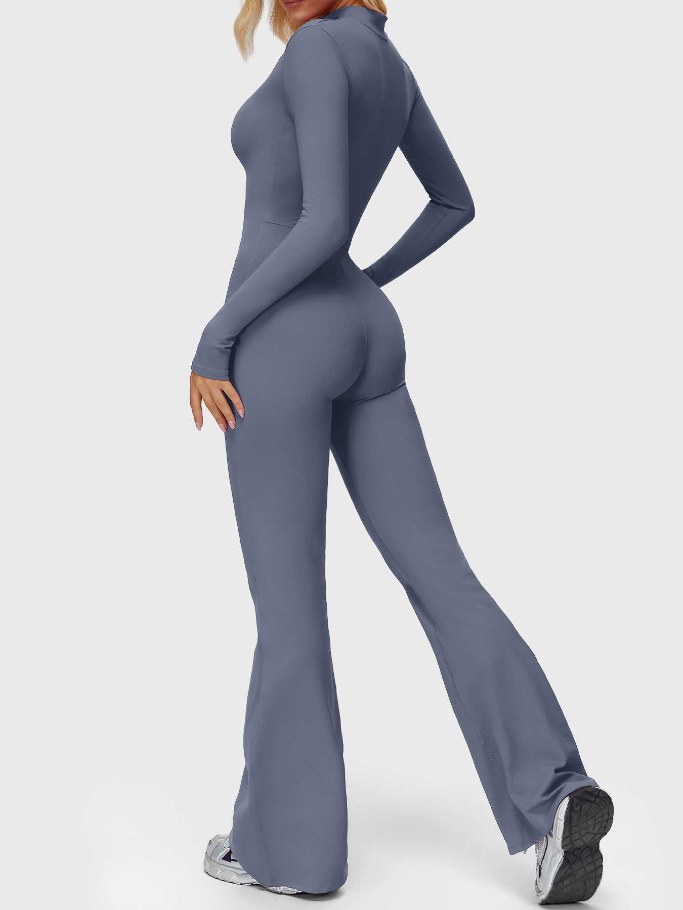 Velouré Belle Long Sleeve Zipper Flared Jumpsuit