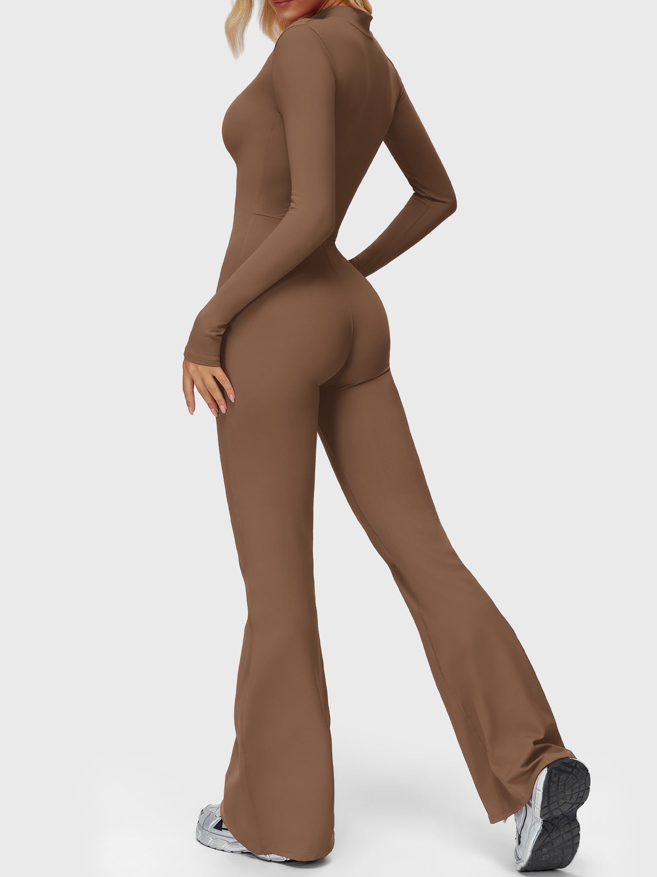 Velouré Belle Long Sleeve Zipper Flared Jumpsuit