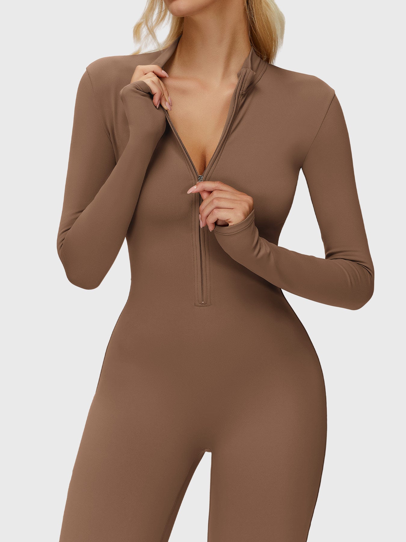 Velouré Belle Long Sleeve Zipper Flared Jumpsuit