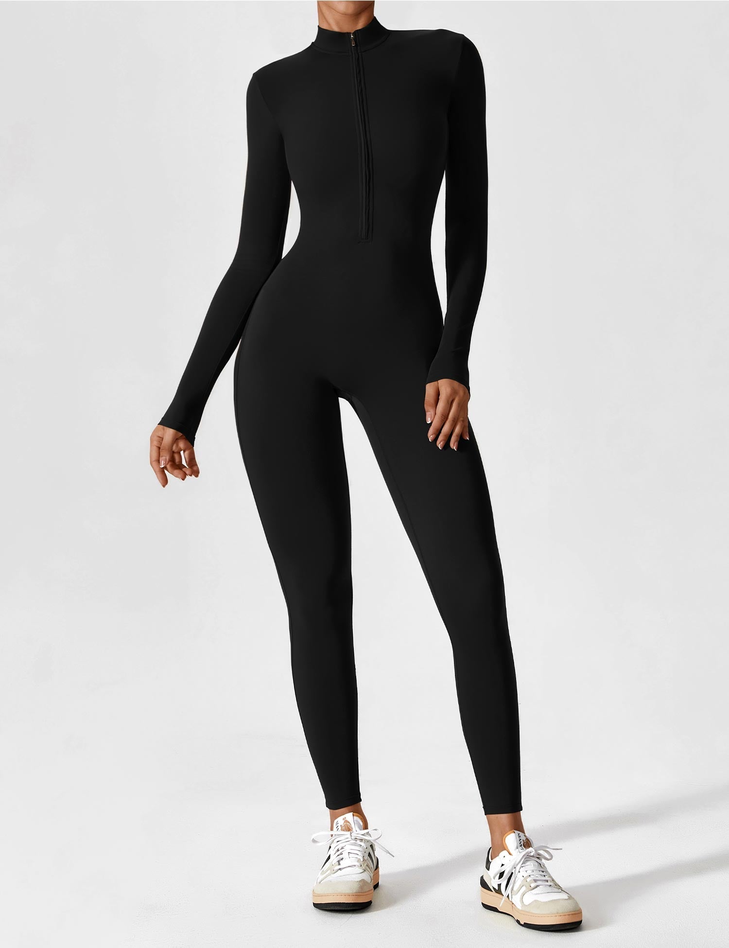 Velouré Long Sleeve Zipper Jumpsuit