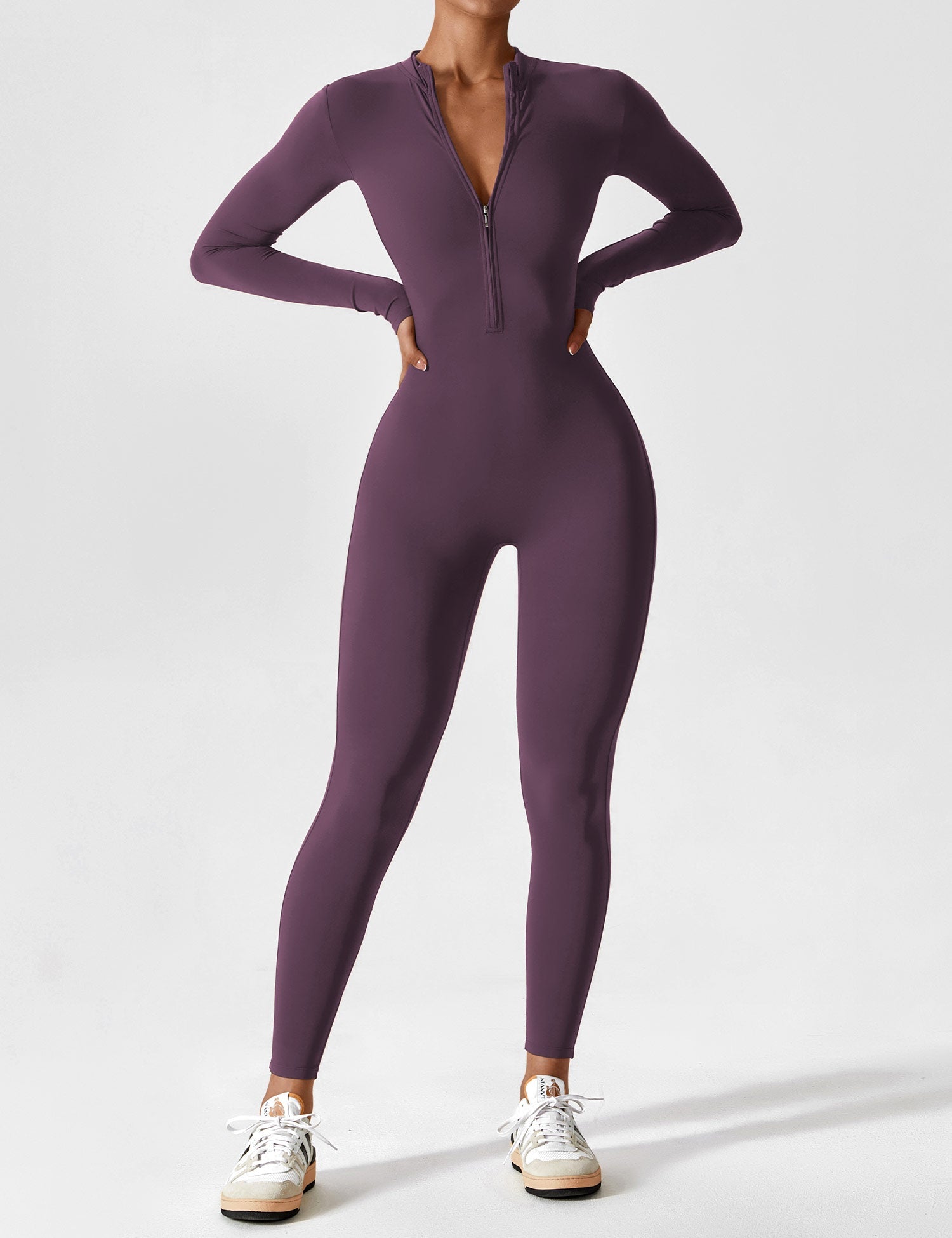 Velouré Long Sleeve Zipper Jumpsuit
