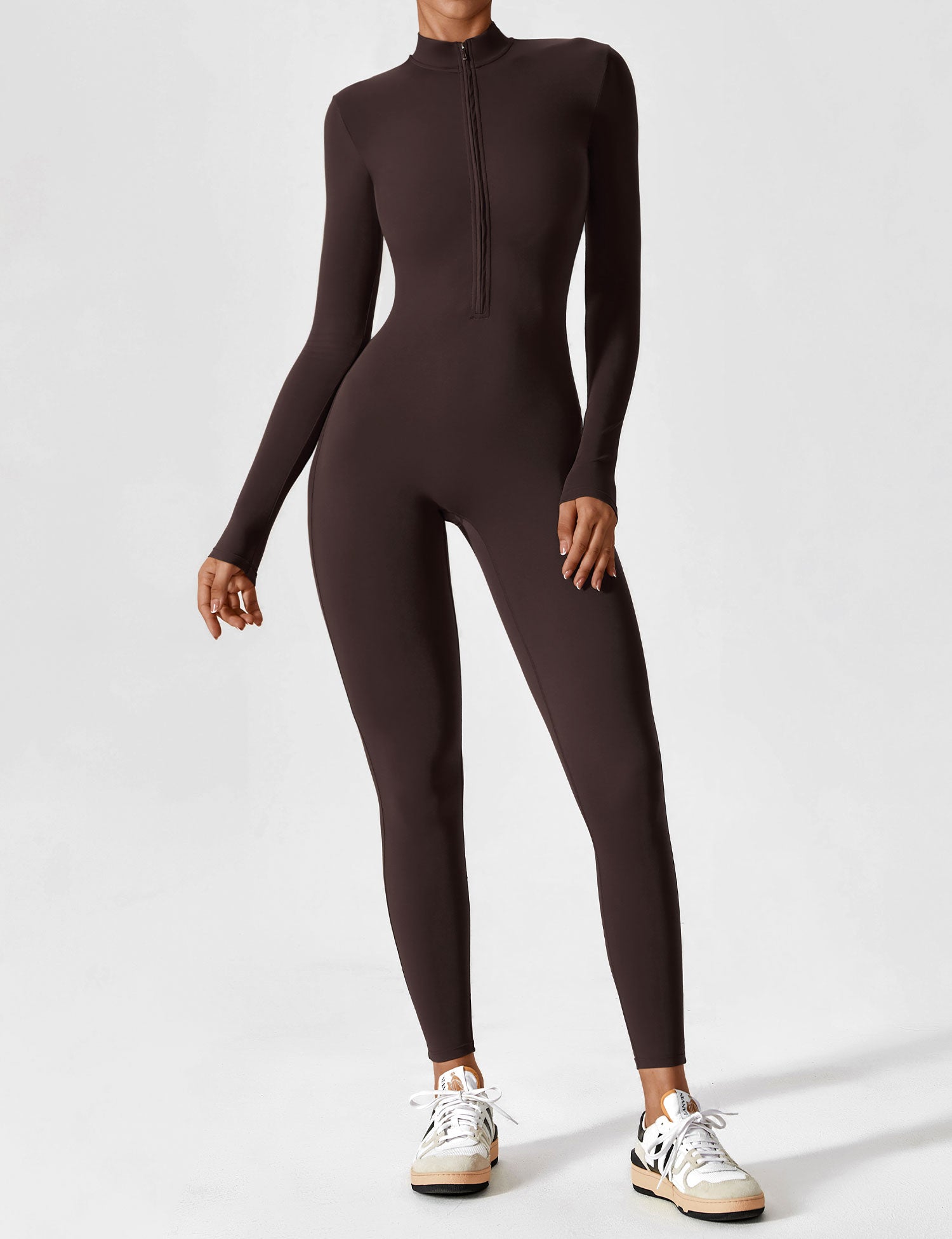 Velouré Long Sleeve Zipper Jumpsuit