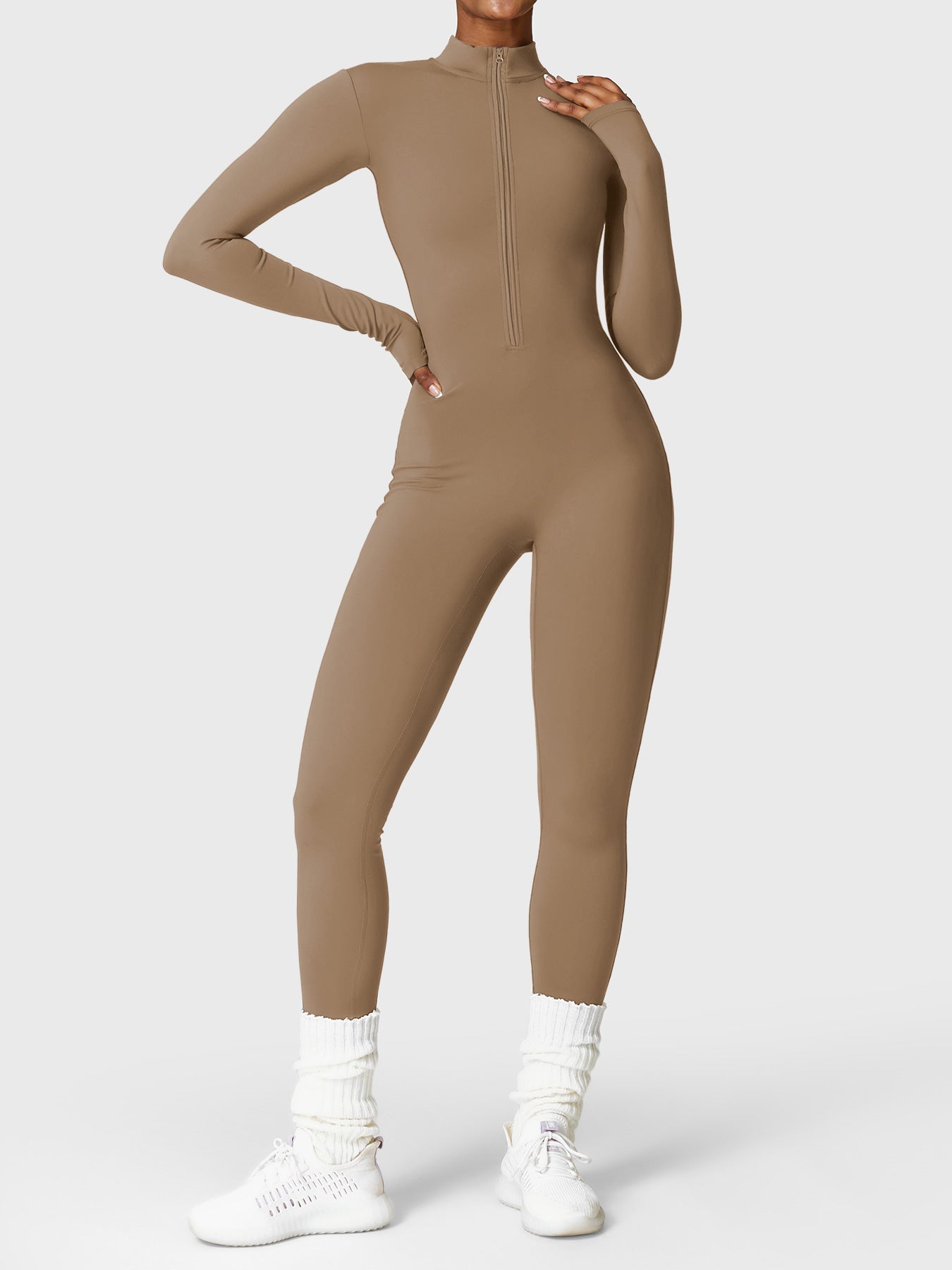 Velouré Belle Fleece Long Sleeve Zipper Jumpsuit
