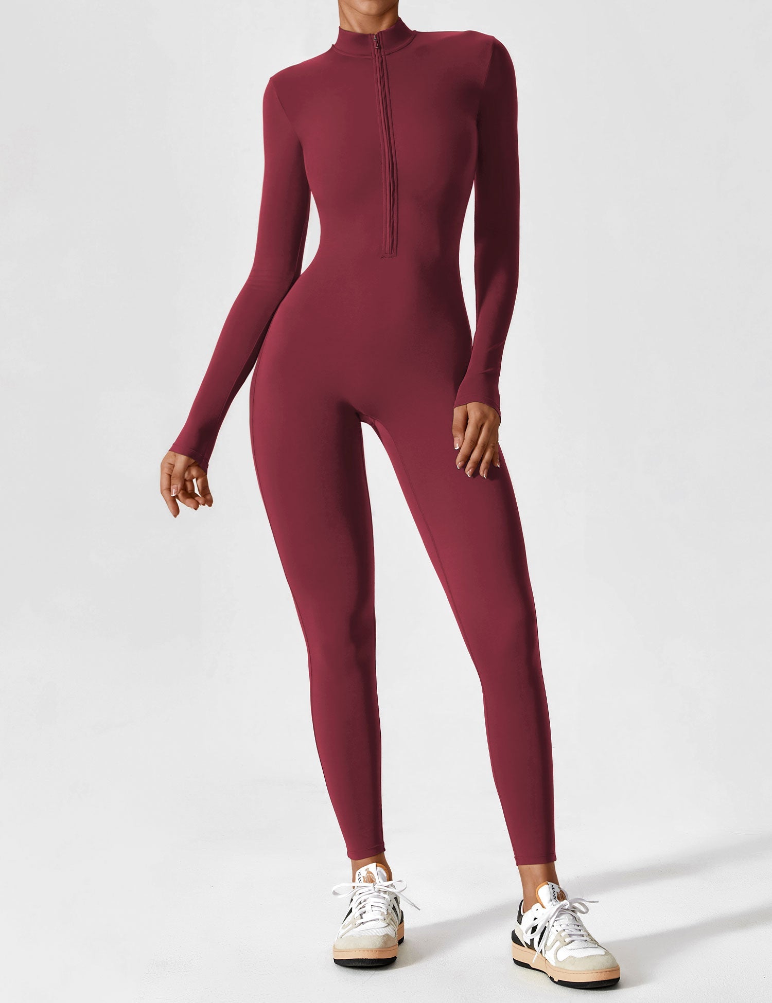 Velouré Long Sleeve Zipper Jumpsuit