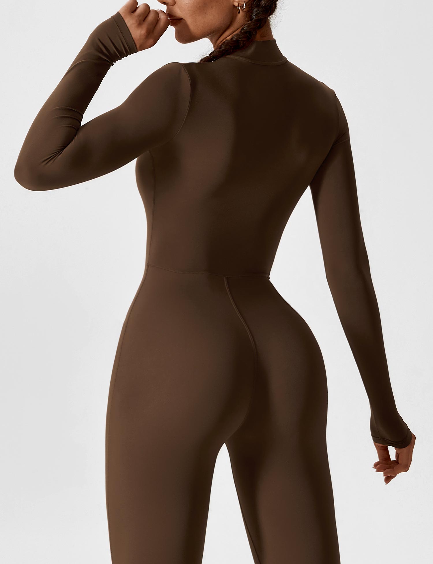 Velouré Long Sleeve Zipper Jumpsuit