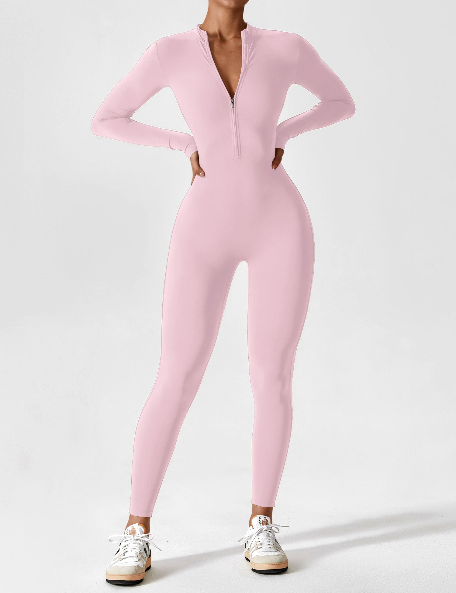 Velouré Long Sleeve Zipper Jumpsuit