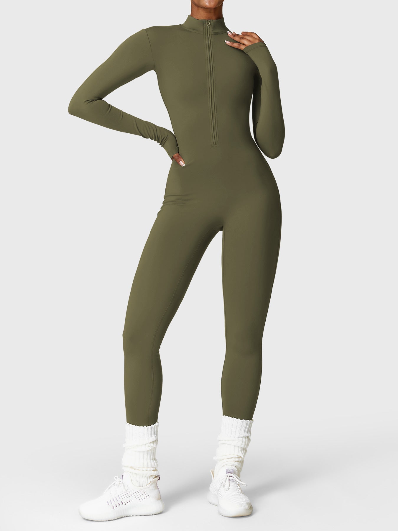 Velouré Belle Fleece Long Sleeve Zipper Jumpsuit