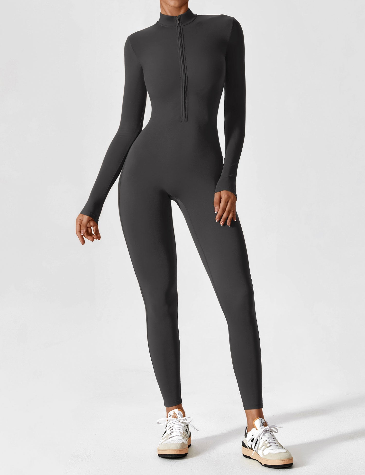 Velouré Long Sleeve Zipper Jumpsuit