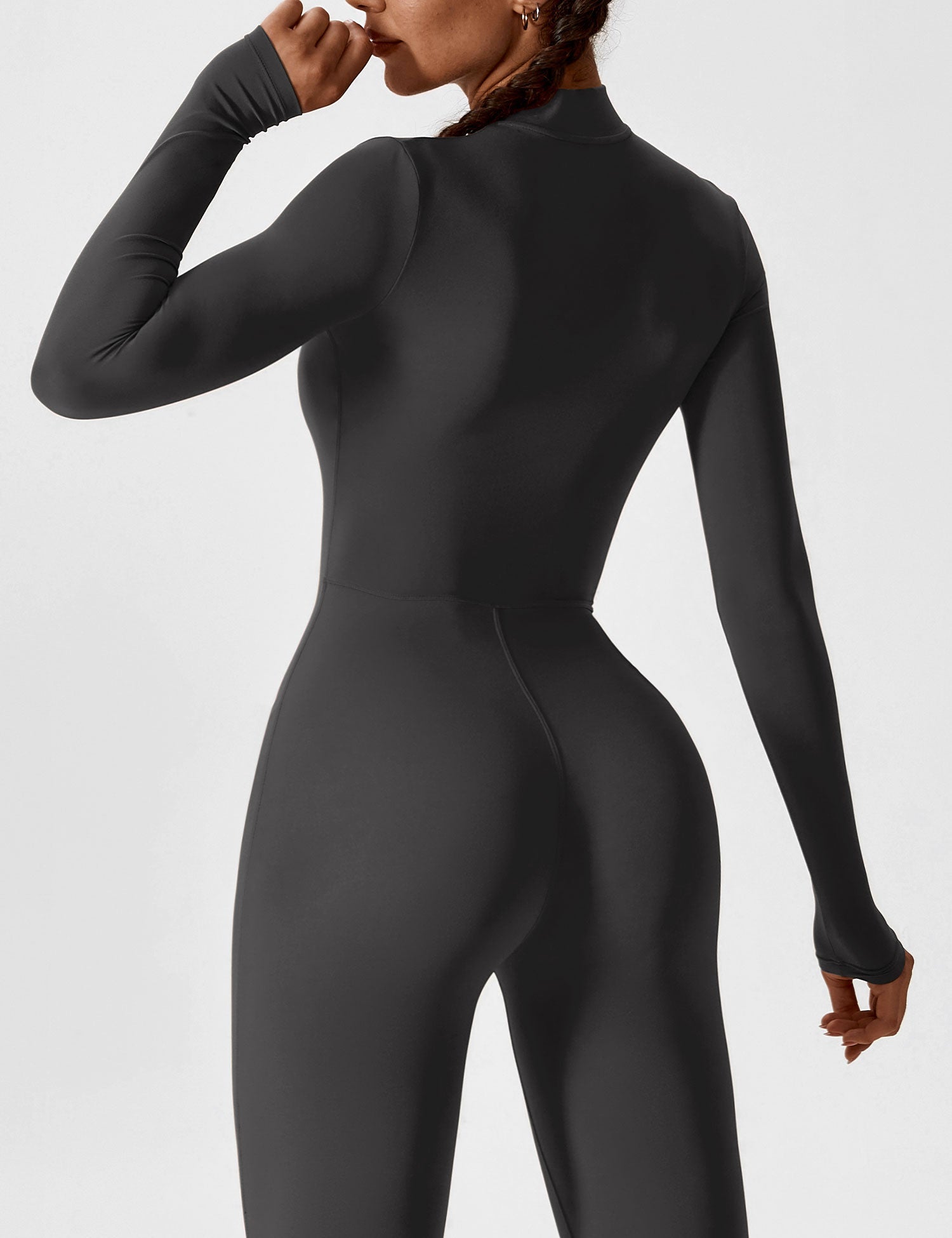 Velouré Long Sleeve Zipper Jumpsuit